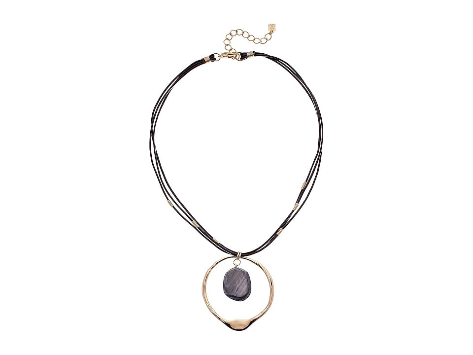 

Robert Lee Morris Grey Mop Leather Statement Pendant Necklace (Grey Mop) Necklace, Black