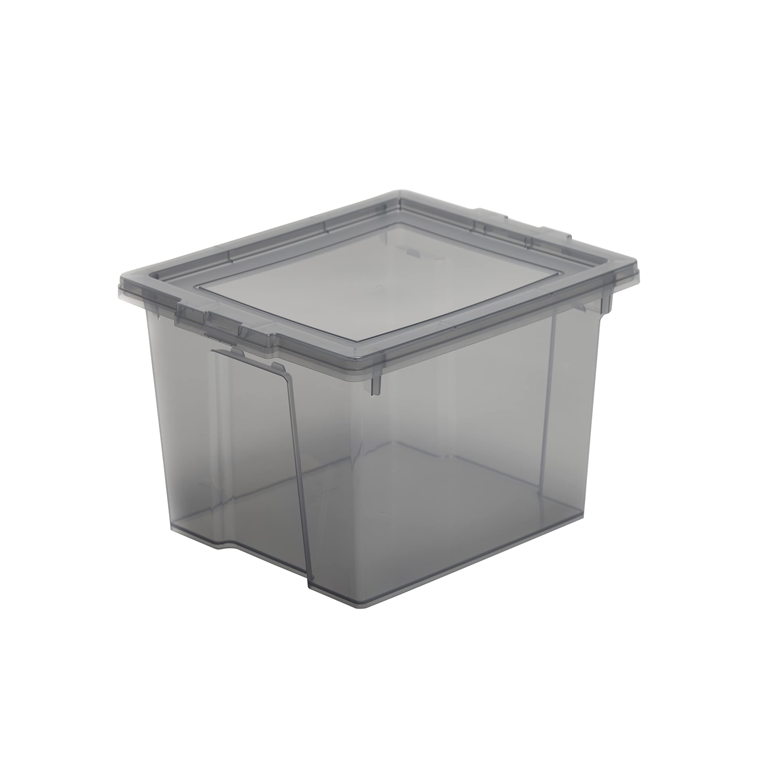 Iris Ohyama, Caja de almacenamiento de plástico, Caja de almacenamiento de oficina de 10 l, Lote de 8, Sin BPA, DDUSB-S, Gris, Apilable, Clips de cierre- A29 x F24 x A18,5 cm