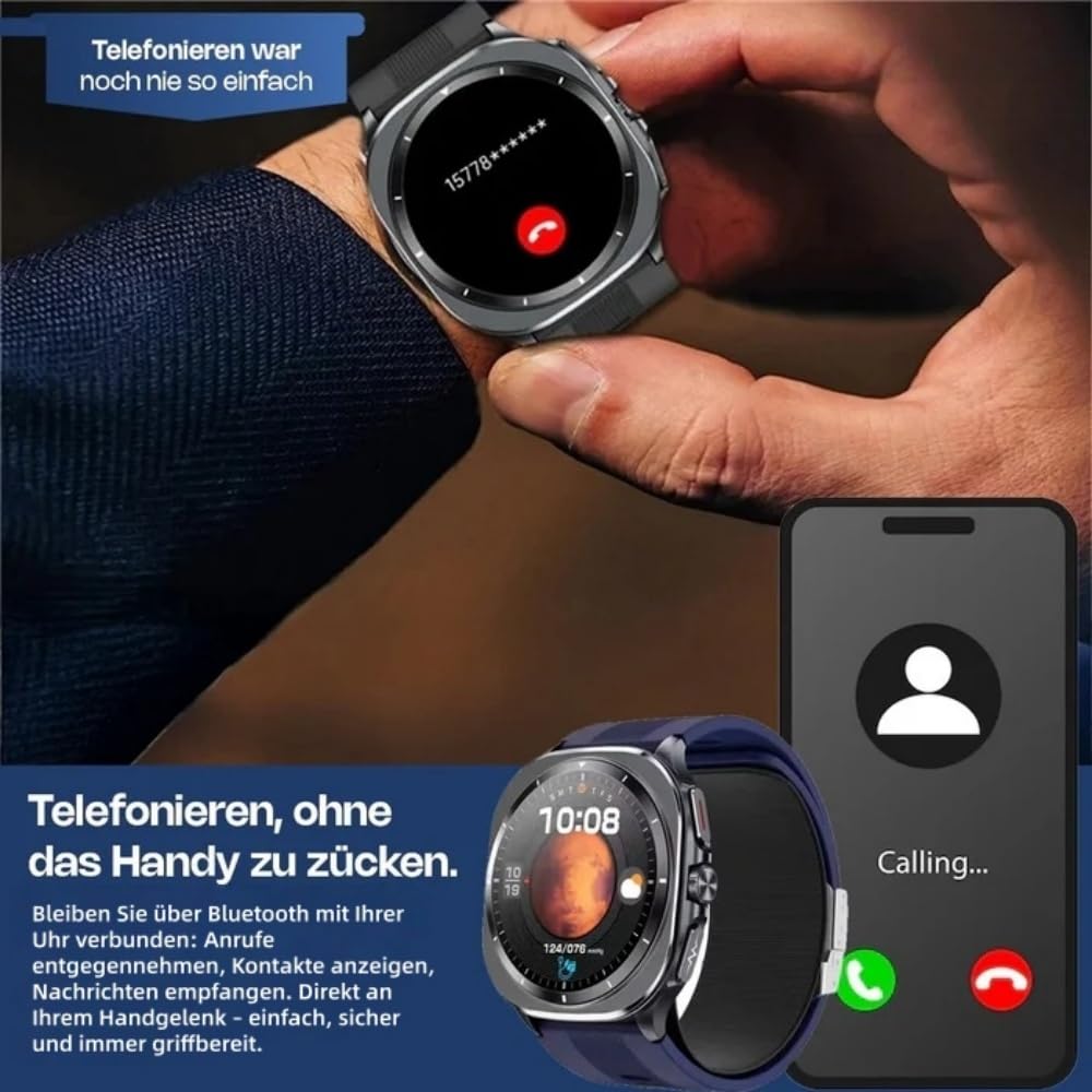 ortholeben OrthoWatch Pro Vita Smartwatch Herren & Frauen 1,43'' -Zoll-Volltouchscreen, 24/7 Schlafüberwachung,Bluetooth-Telefonie,Unterstützt mehrere Sprachen
