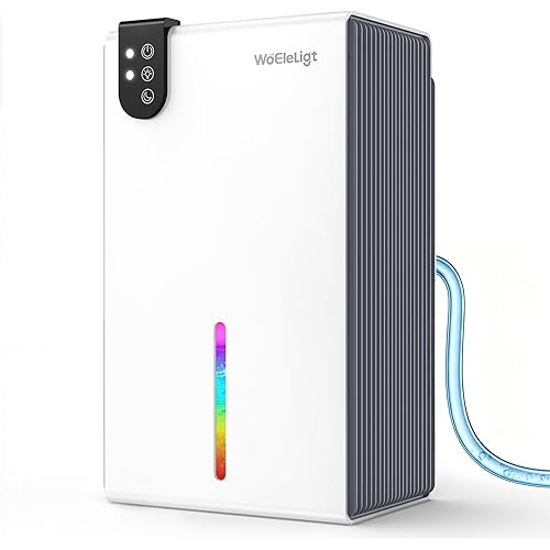 98 OZ Small Dehumidifier for Home 1000 Sq Ft, Quiet Dehumidifier with Drain Hose, Auto Shut-Off, Sleep Mode, 7-Color Light for Basement, Bedroom, Bathroom, Closet, RV (Sliver White)