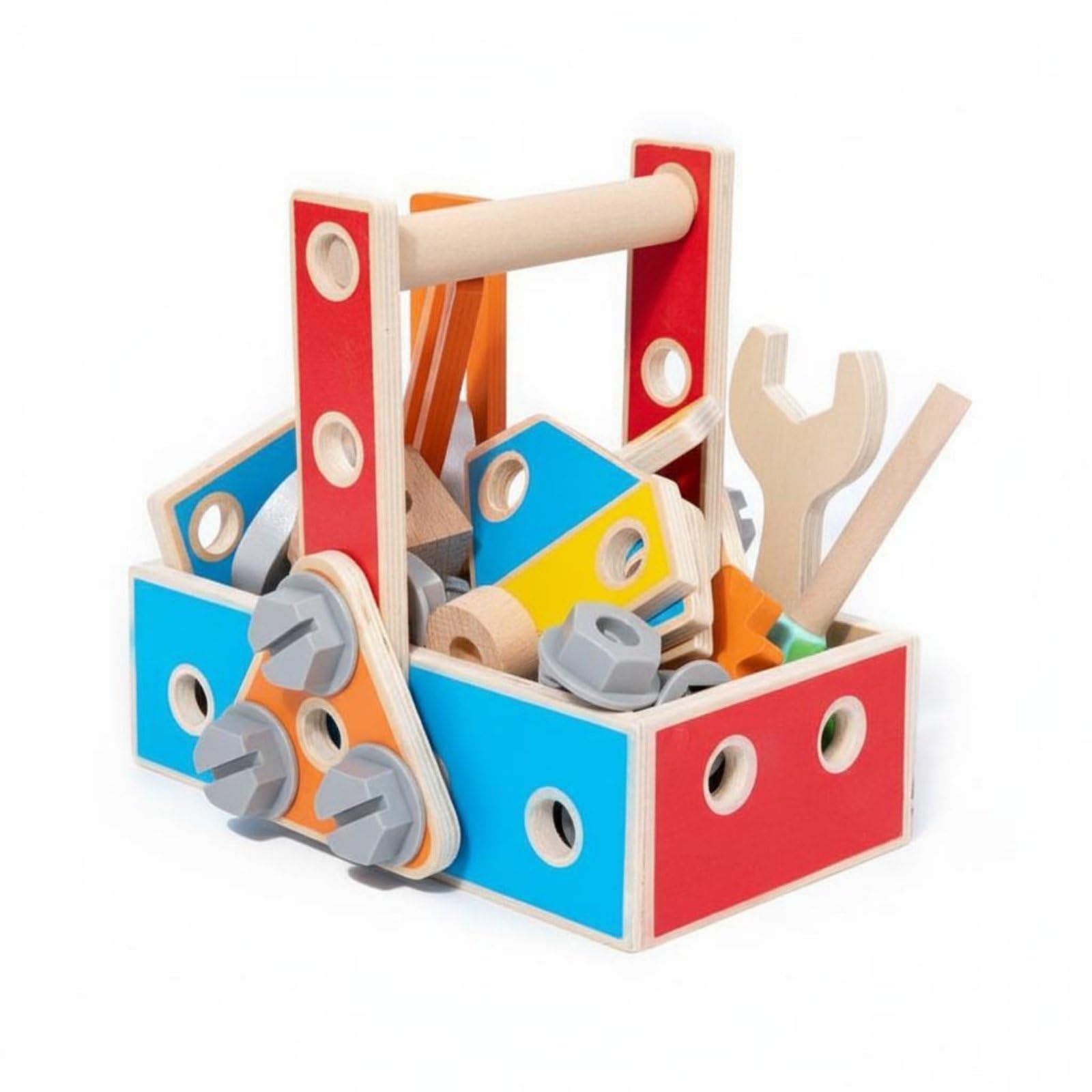 Blocchi Riparazione Bambini Set Costruzioni Legno Kit Attrezzi Bambino Dadi E Bulloni con Chiave E Cacciavite Ispirato a Scenari Reali di Riparazione