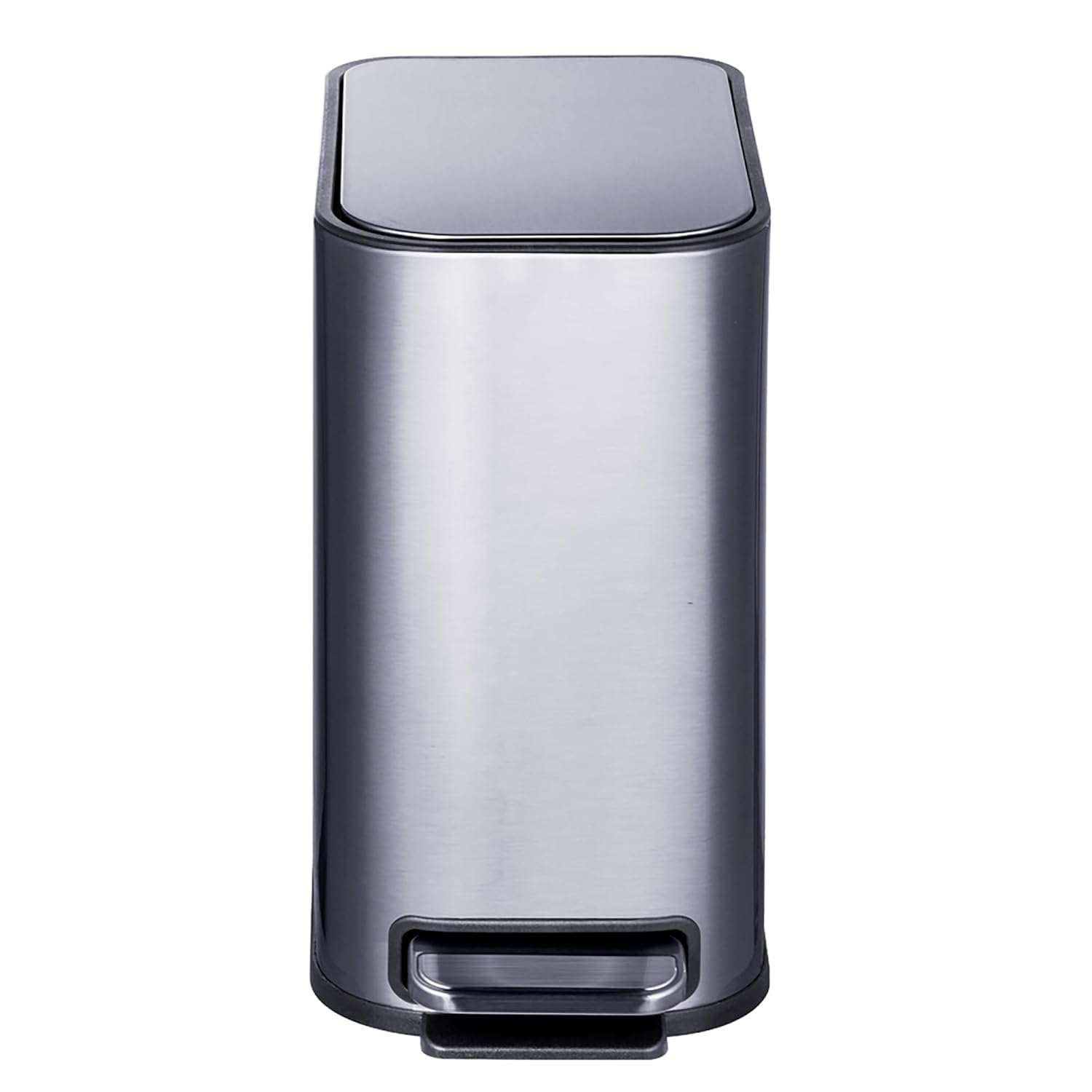 RED FACTOR Slim 1.3 Gallon Stainless Steel Pedal Trash Can with Soft Close Lid for Narrow Spaces – Small Wastebasket Bin with Removable Inner Bucket (Metallic Grey)
