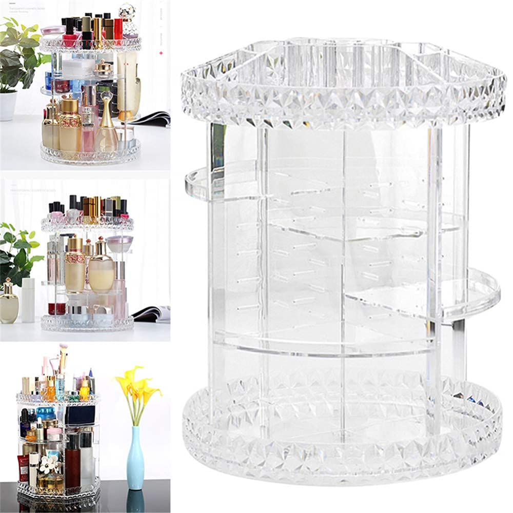 Caja De Almacenamiento De Cosméticos De Cristal Giratorio 360, Organizador De Maquillaje Desmontable Multifunción, Soporte De Exhibición De Perfume Cosmético.-22cmx28cm