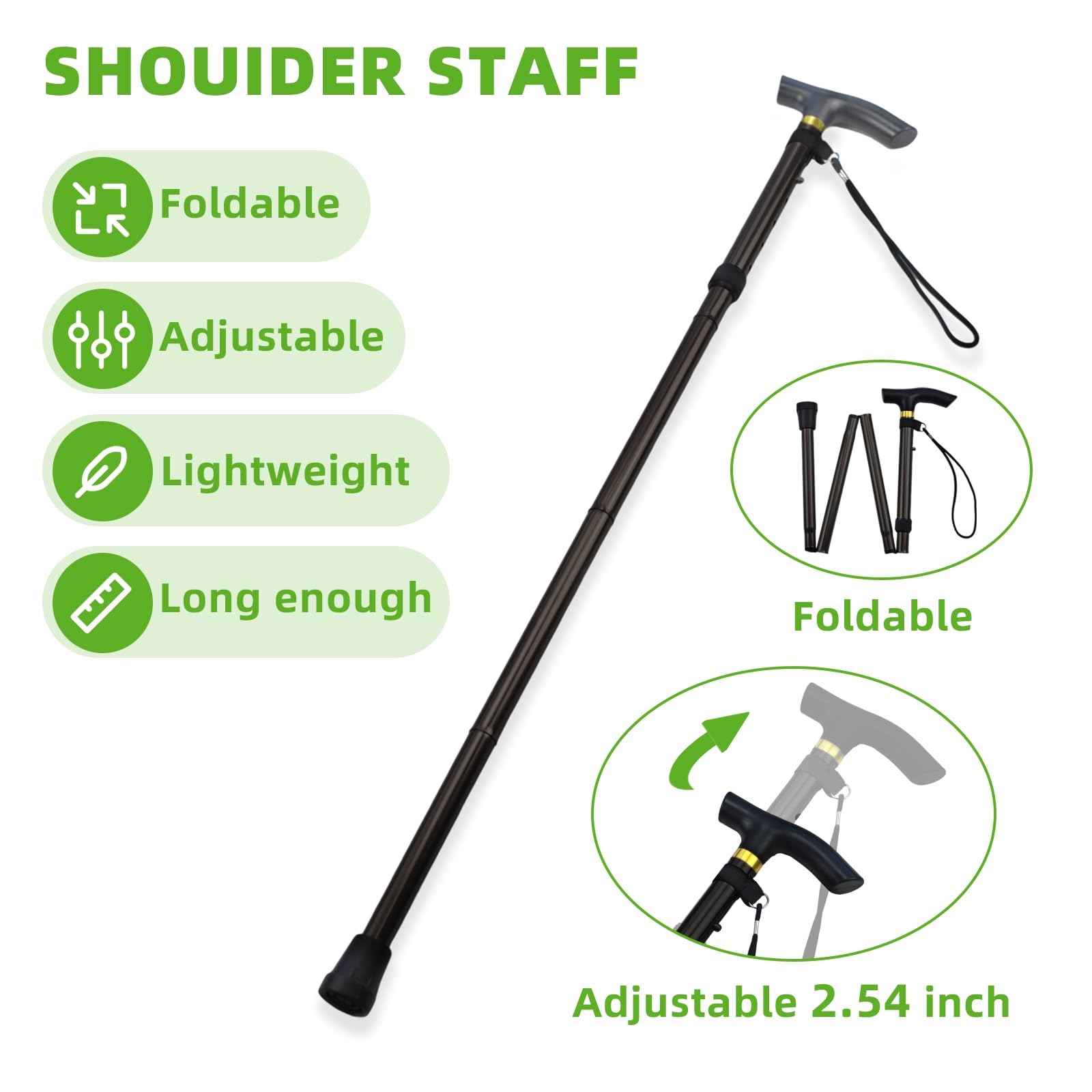 Shoulder Pulley for Physical Therapy, Foldable Shoulder Wand Rotator Cuff Rehab – Portable & Shoulder Reliever with Hook, Lightweight Stretching Tool – Durable Shoulder Exercise Equipment (Black) — Amazon image 2