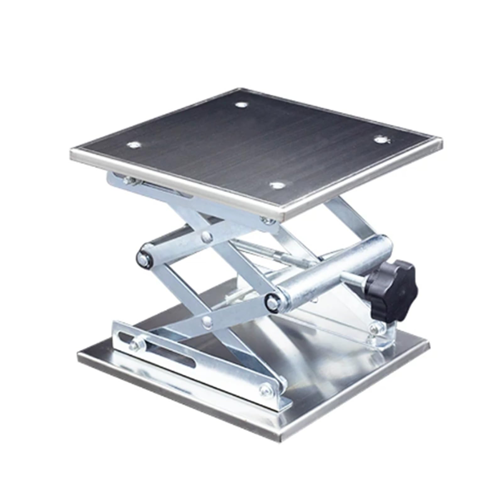 Soporte De Gato Laboratorio Acero Inoxidable, Plataforma Elevador | Herramienta de medición de control manual, con tapete antideslizante y mango giratorio(15x15cm)