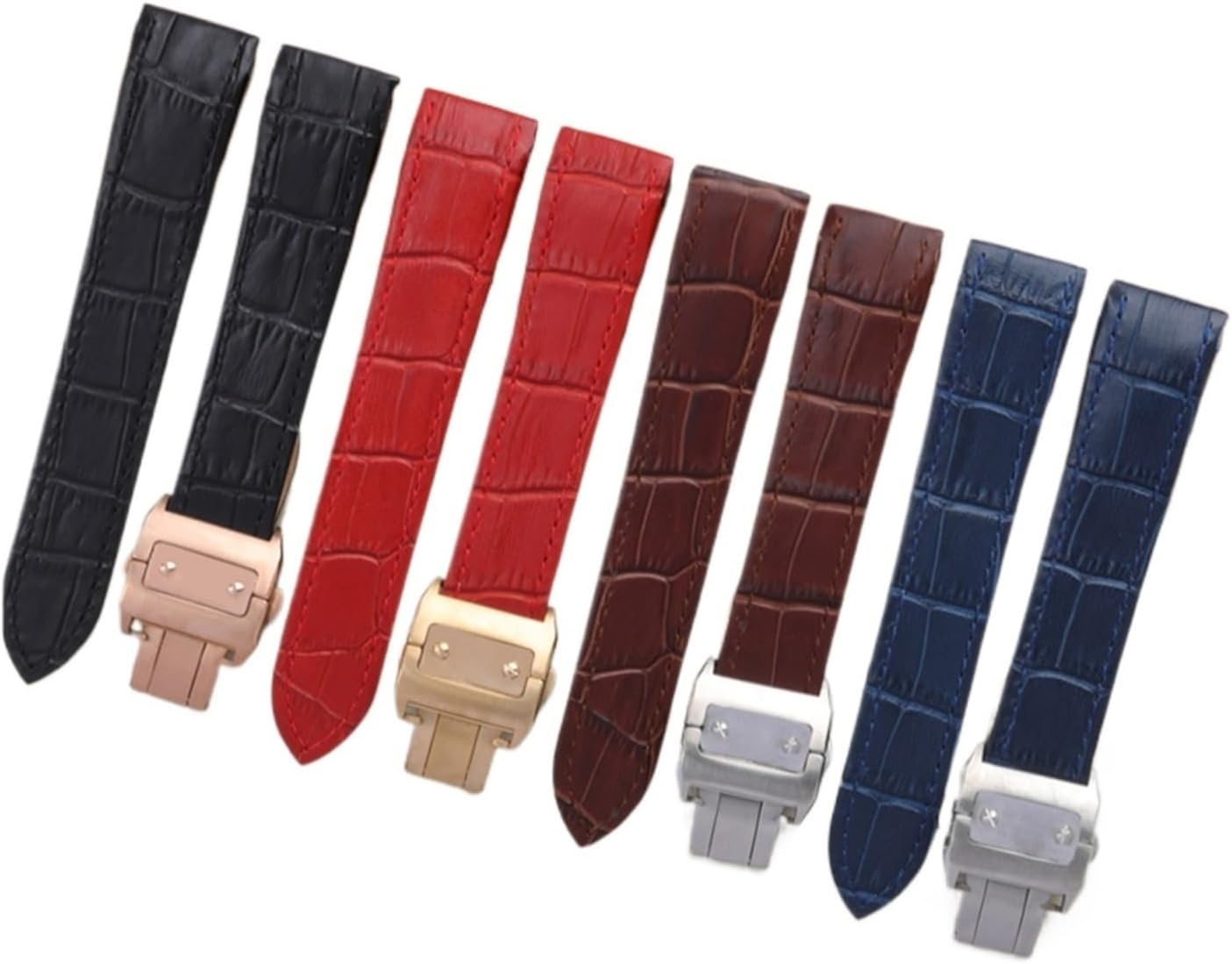 yingyingjia 20/23mm Soft Texture Leather Watchband Fit Compatible With Cartier Strap Compatible With Santos Watch Band Butterfly Buckle Bracelet Accessories