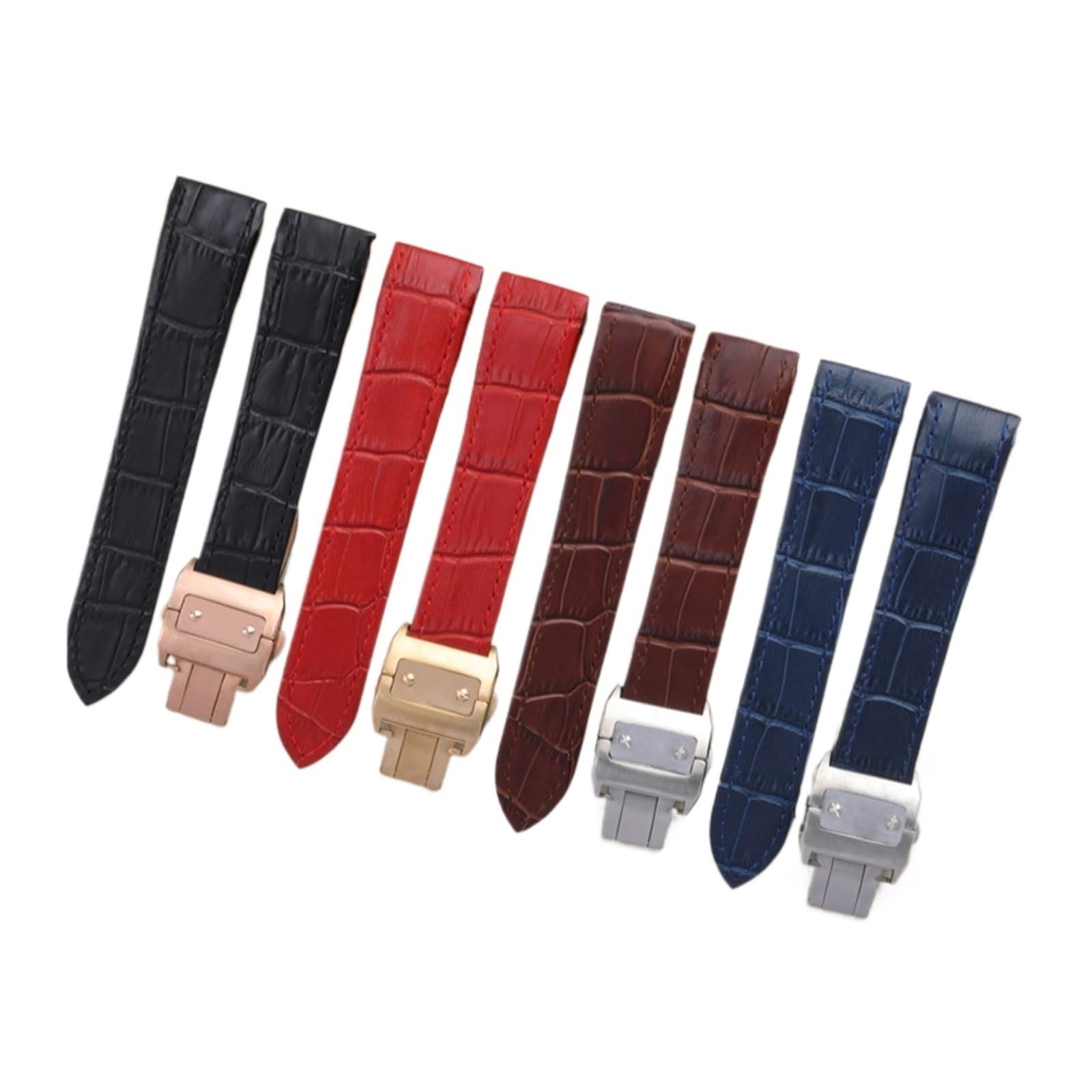 MENGKEG Bracelet De Montre En Cuir À Texture Douce De 20/23 Mm Compatible Avec Les Accessoires De Bracelet À Boucle Papillon Santos Watch Band