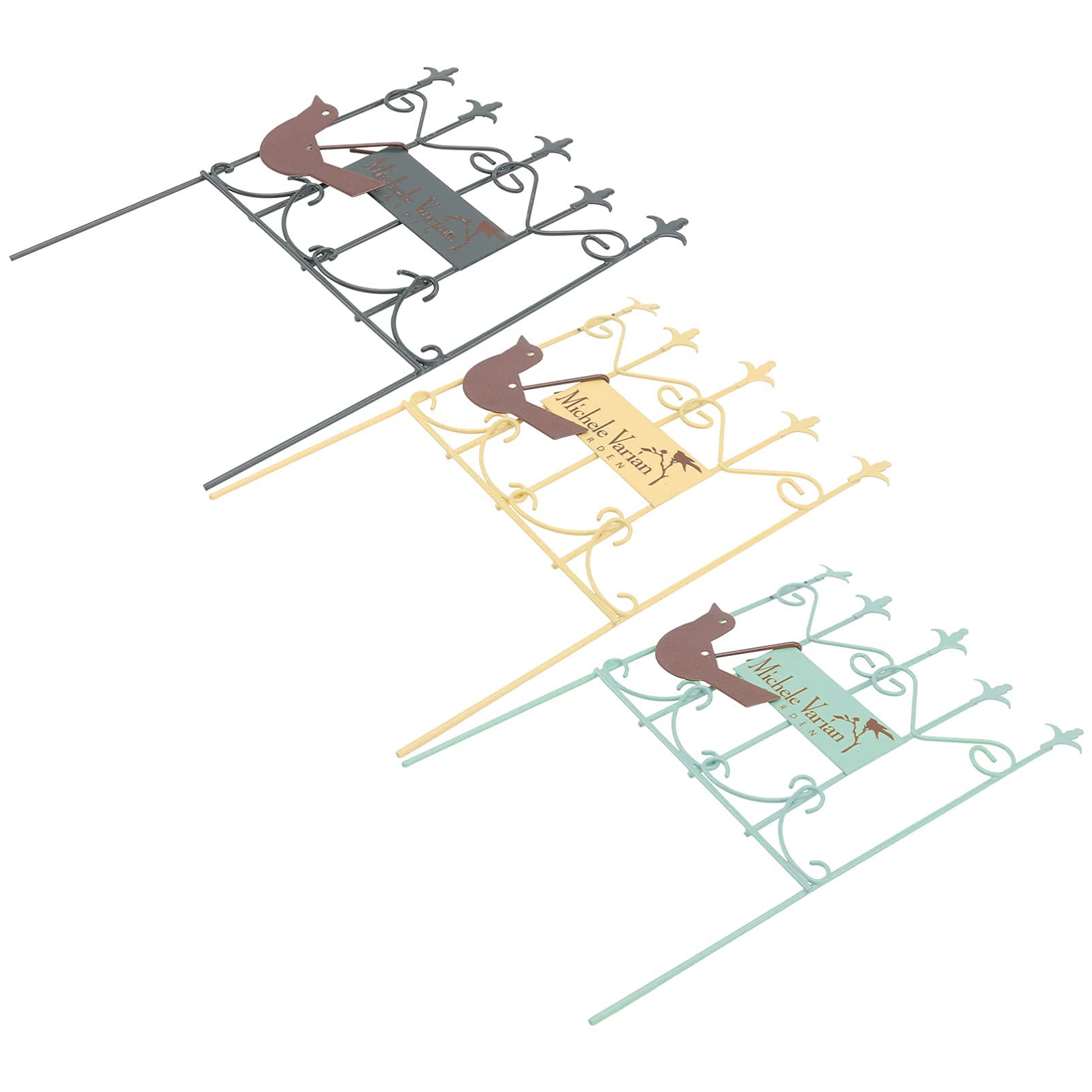 ガーデンフェンスアイアントレリスフェンス鳥のミニチュア3本セット
