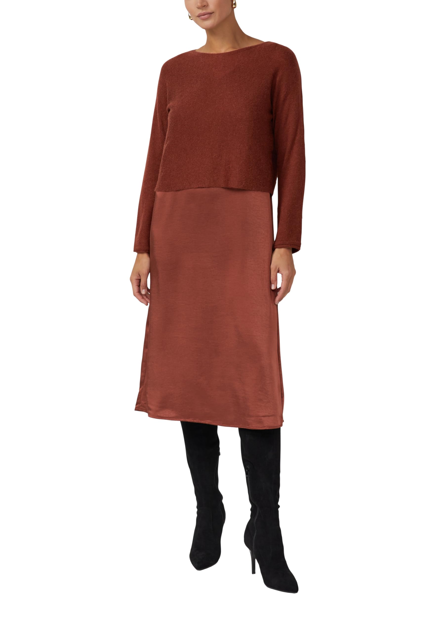 s.Oliver Set aus Satinkleid und Pullover aus Alpaka-Wollmix