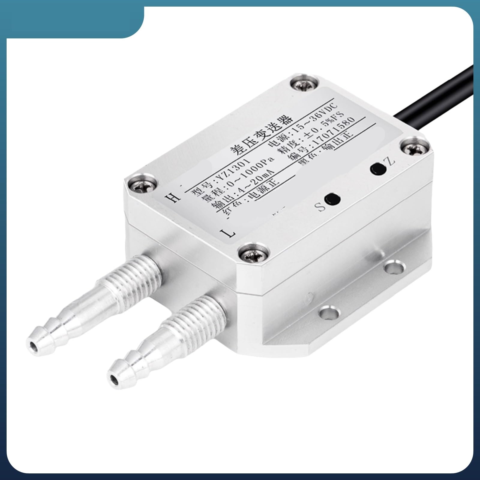 Sensor de presión estática HVAC, transmisor diferencial for monitoreo filtros aire en conductos habitaciones Alta precisión(4-20MA,0-1000Pa)