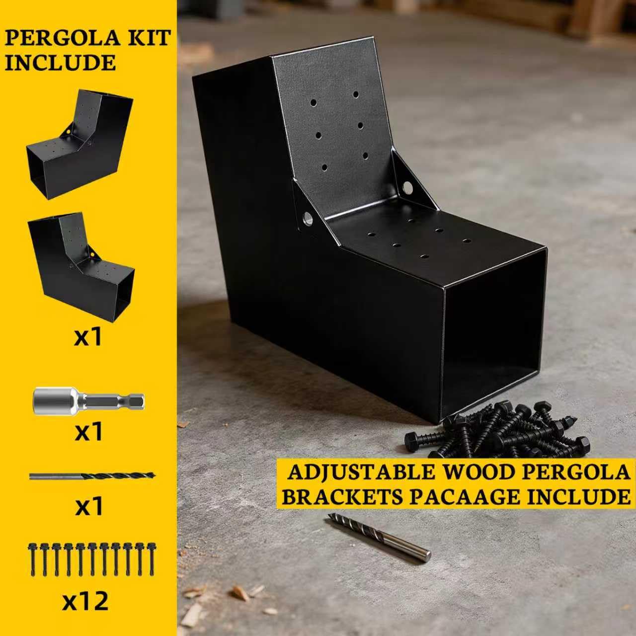 Soporte de pegola de 2 vías de 30 grados, soportes de techo inclinados de calibre 13 para pérgolas de patio, cenadores, cabaña de troncos (1 unidad)