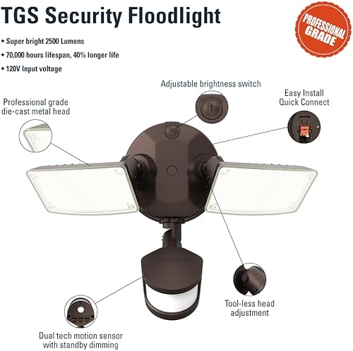 Miniatura 6 de HALO Luz LED de seguridad para exteriores del anochecer al amanecer, 2 cabezales redondos, bronce