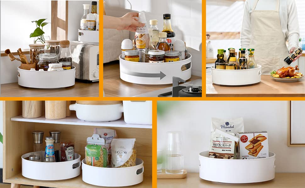 Krupasadhya 360° Rotating Kitchen Accessories Organizer Tray|Rack Multi-Purpose Kitchen Kitchen Cabinet Spice Rack Cosmetic Organizer Rotating Tray Lazy Susan for 3