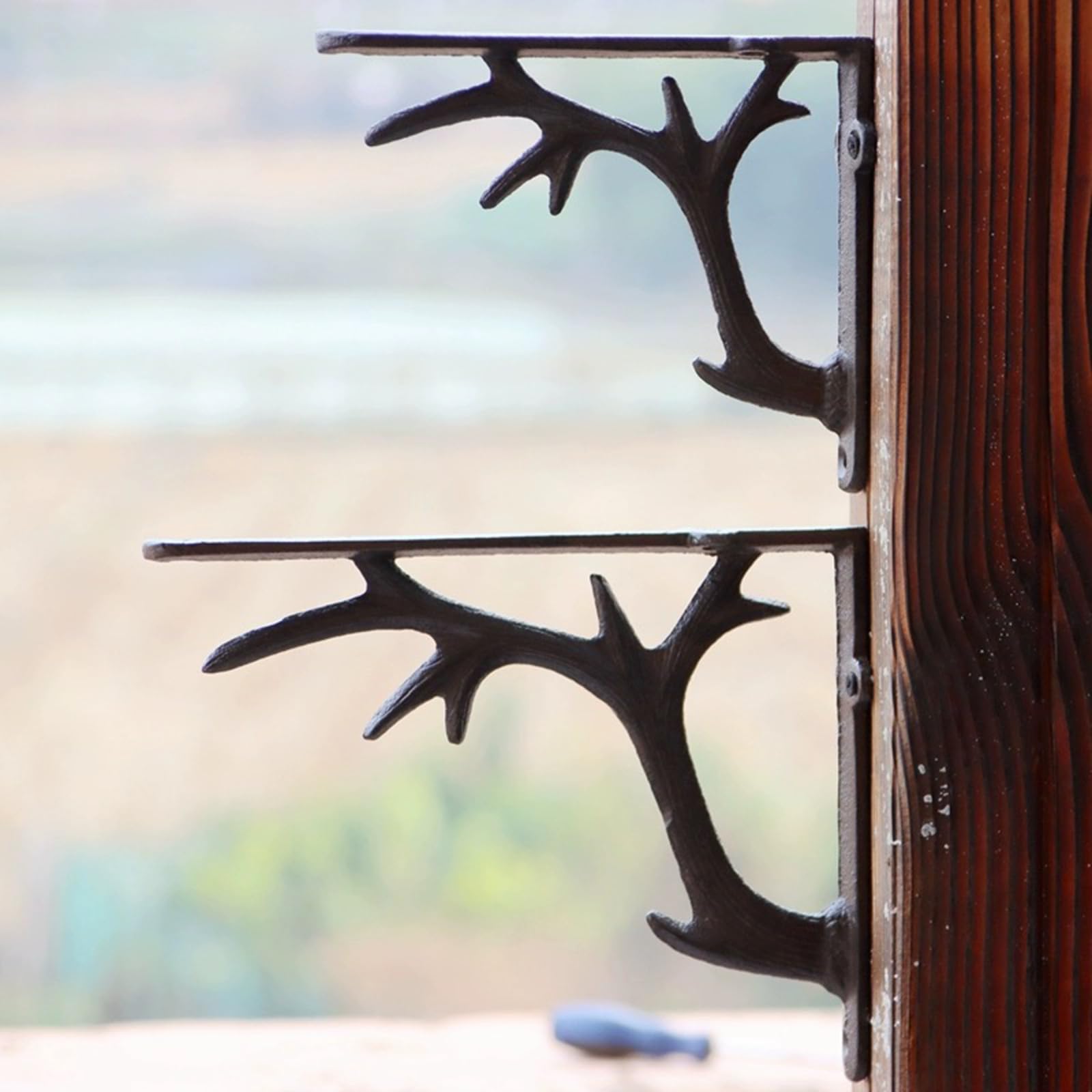 2 Pezzi Staffe per Mensole in Ghisa,Reggimensola da Muro,Supporti per Scaffali di Metallo Galleggiante,Staffa Angolari 90 Gradi per Decorative di Giardino,con Viti (24,8cm)