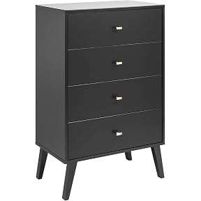 Prepac Milo Mid-Century Modern 6 Drawer Dresser, Tall and Narrow Chest of Drawers, Retro Bedroom Furniture, 18" D x 25" W x 57" H, Cherry