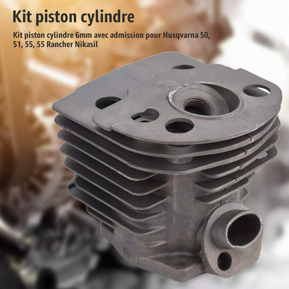 Cylindre à Piston Joint Kit Compatible avec Husqvarna 50, 51, 55 Rancher Nikasil Moteur 46MM Cylindre à Piston avec Le kit de Lave-Glace
