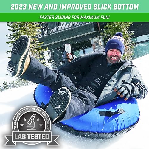 GoSports 44 Inch Heavy-Duty Winter Snow Tube with Premium Canvas Cover - Choose Your Style - Commercial Grade Sled