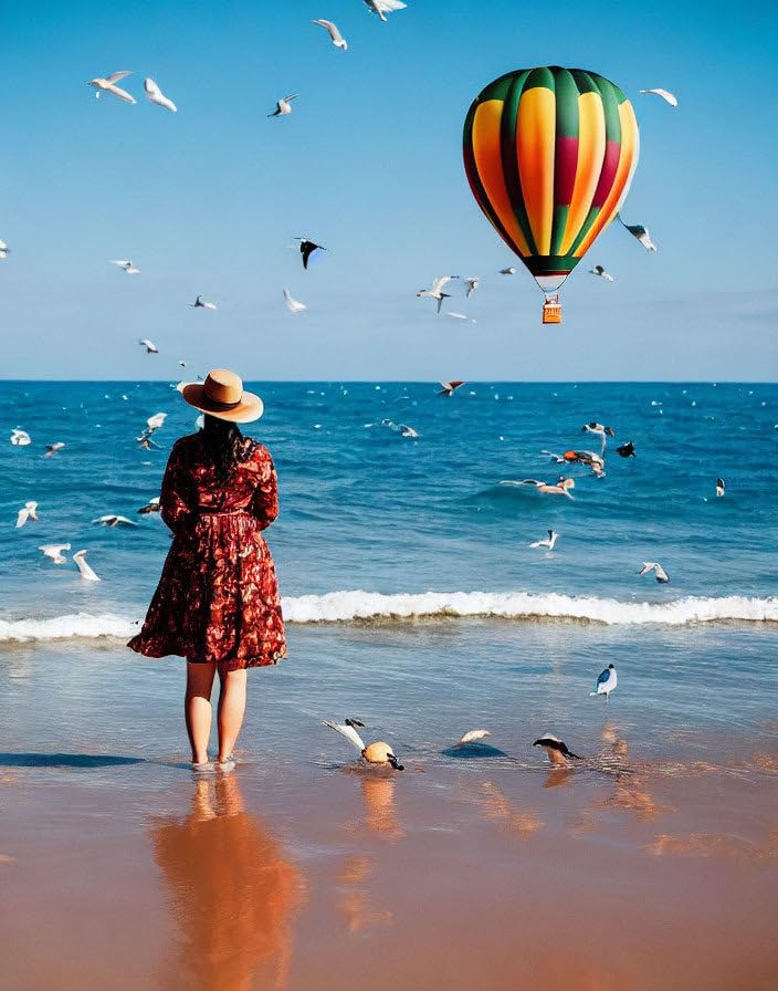 Poster femme dans un ballon 58x90 cm toile sans cadre SERENDIPITP