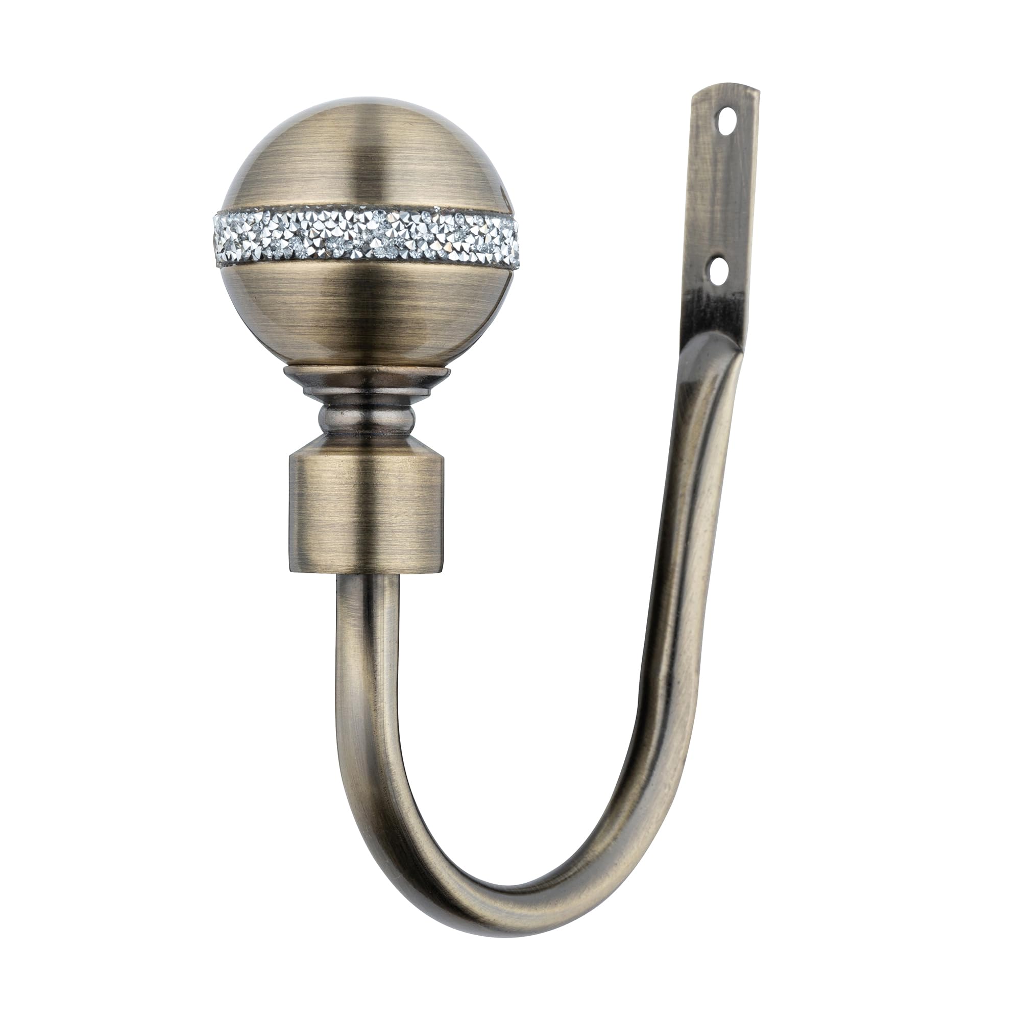 A.Unique Home Pair of Diamante Ball Metal Holdbacks with Fittings, In a Variety of Colours. (Antique Brass, Holdbacks)