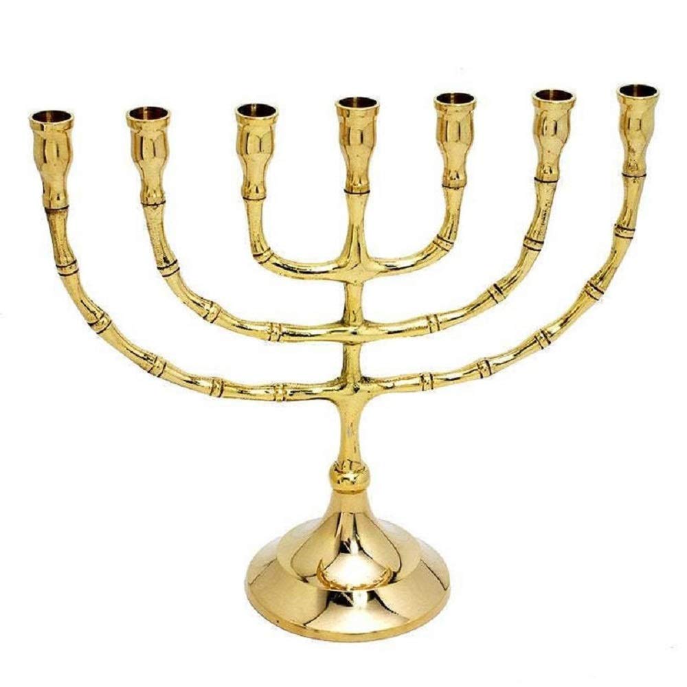 Cohen Tsemach Classic Shape Brass Copper 8 Inch Israel Vintage Menorah Judaica Candle Holder