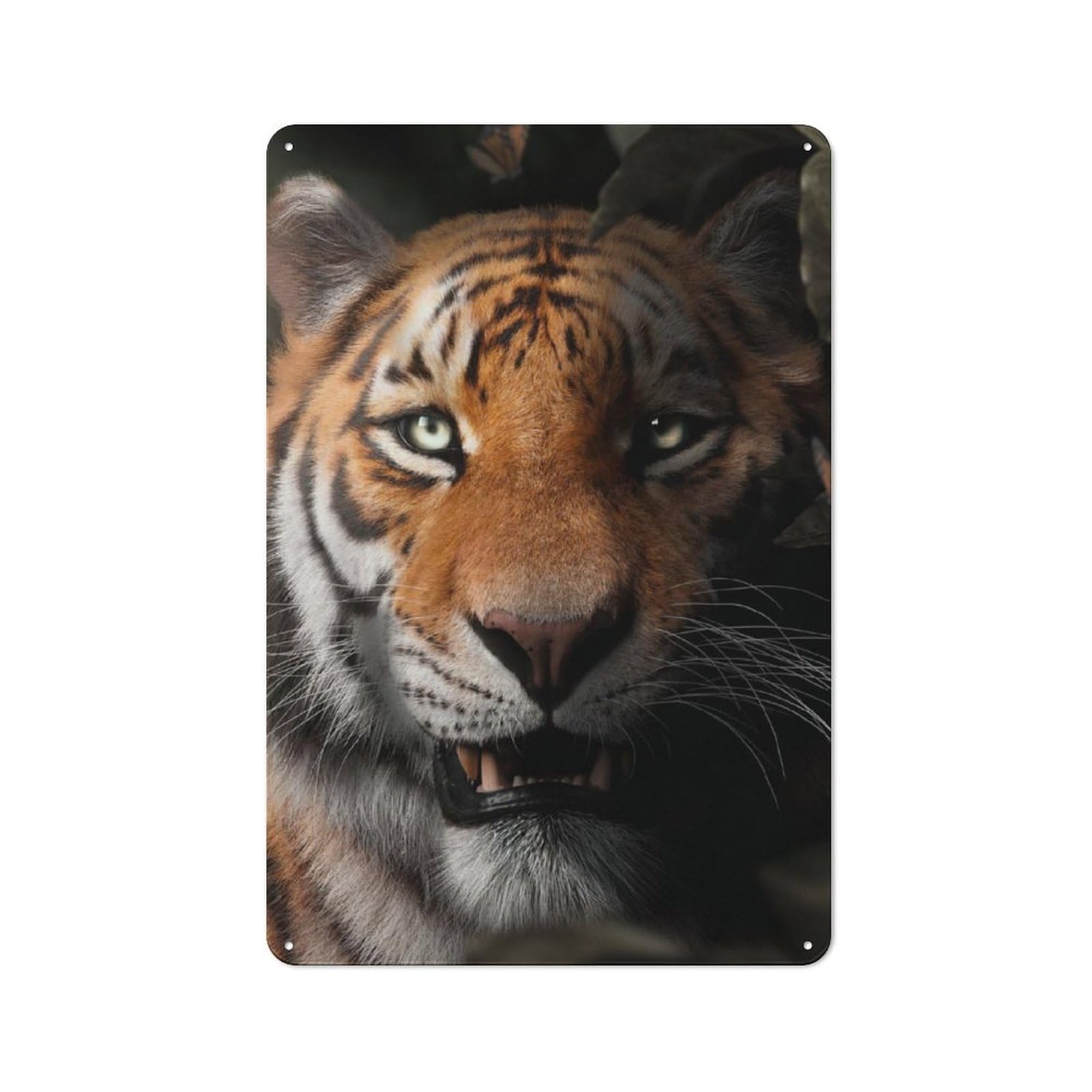 Metal Wall Plaque with Hiding Tiger Design 30x20cm, Retro Novelty Wall Art for Bedroom, Kitchen, Office Or Living Room