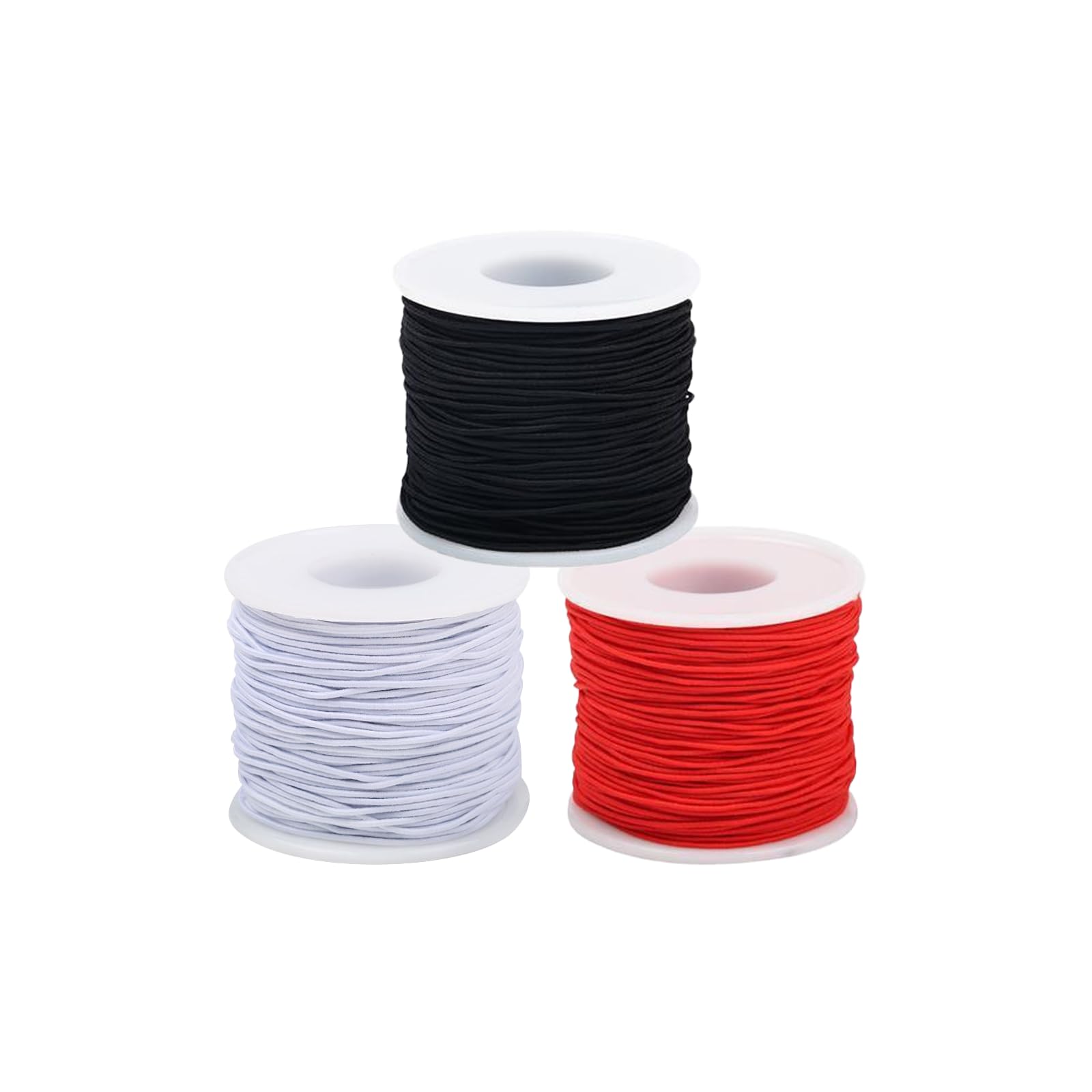 Acpetdr Red Black White Elastic String For Bracelets, 3 Rolls Of 1Mm Sturdy Stretchy Cord For Jewelry Making. Perfect For Necklaces, Beading, And Bracelet Making. Includes Black And White Elastic String.