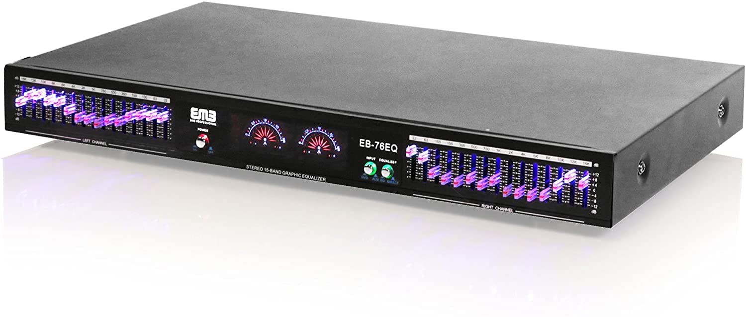 EMB EQ76 19'' Rack Mount Dual 15 Band 4 Input Stereo Graphic Equalizer