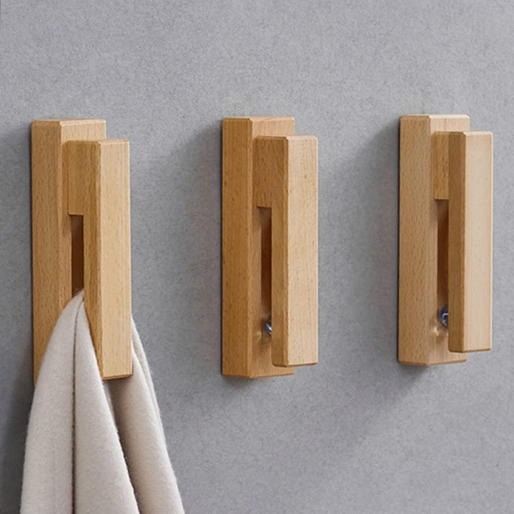 Wood Towel Hook Adhesive Vintage Wall Mounted Rack Holder Bathroom Hanger Wood Towel Hook image 2