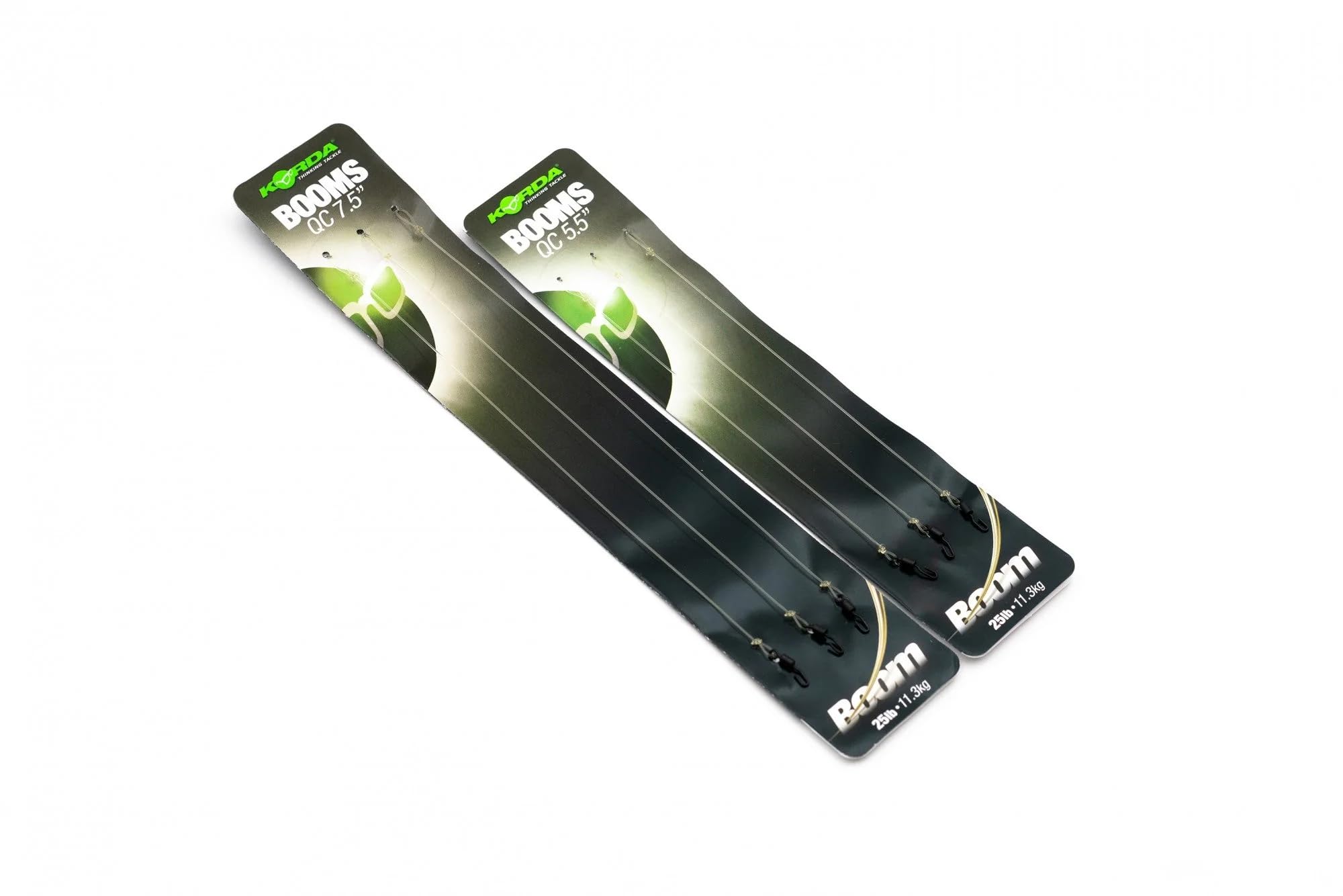 Korda Boom QC Spinner Rig Booms, 5.5in Length, Durable Material, Ready Tied for Quick Setup, Loop at One End, QC Swivel at Other, Just Add Hook and Kicker, Pack of Three for Carp Fishing