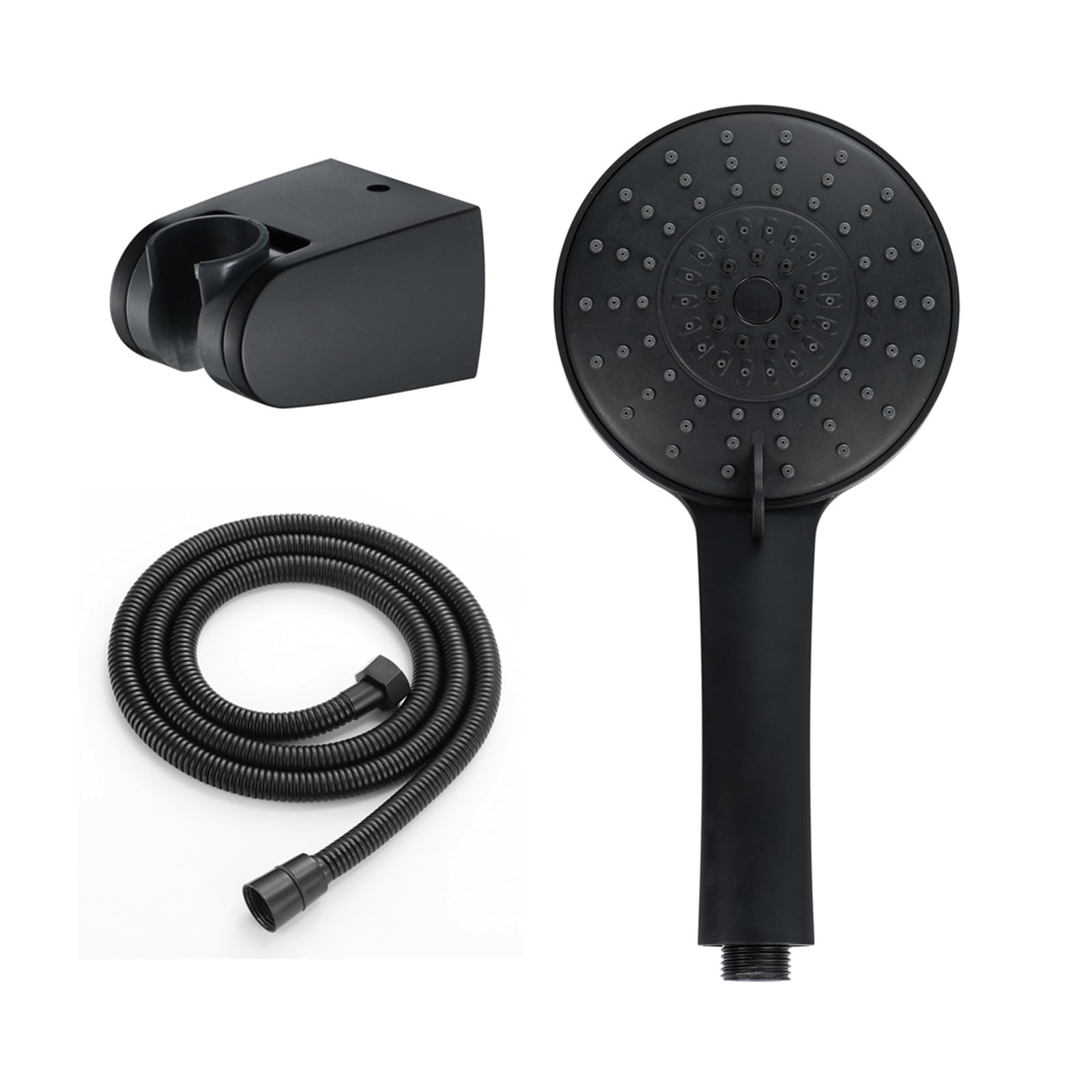 Cabezales de Ducha con Rociador Manual 3 Modos, Boquillas Antiobstrucción Cabezales de Ducha de Alta Presión, Incluyen Manguera de Acero Inoxidable de 1.5m y Soporte, Negro