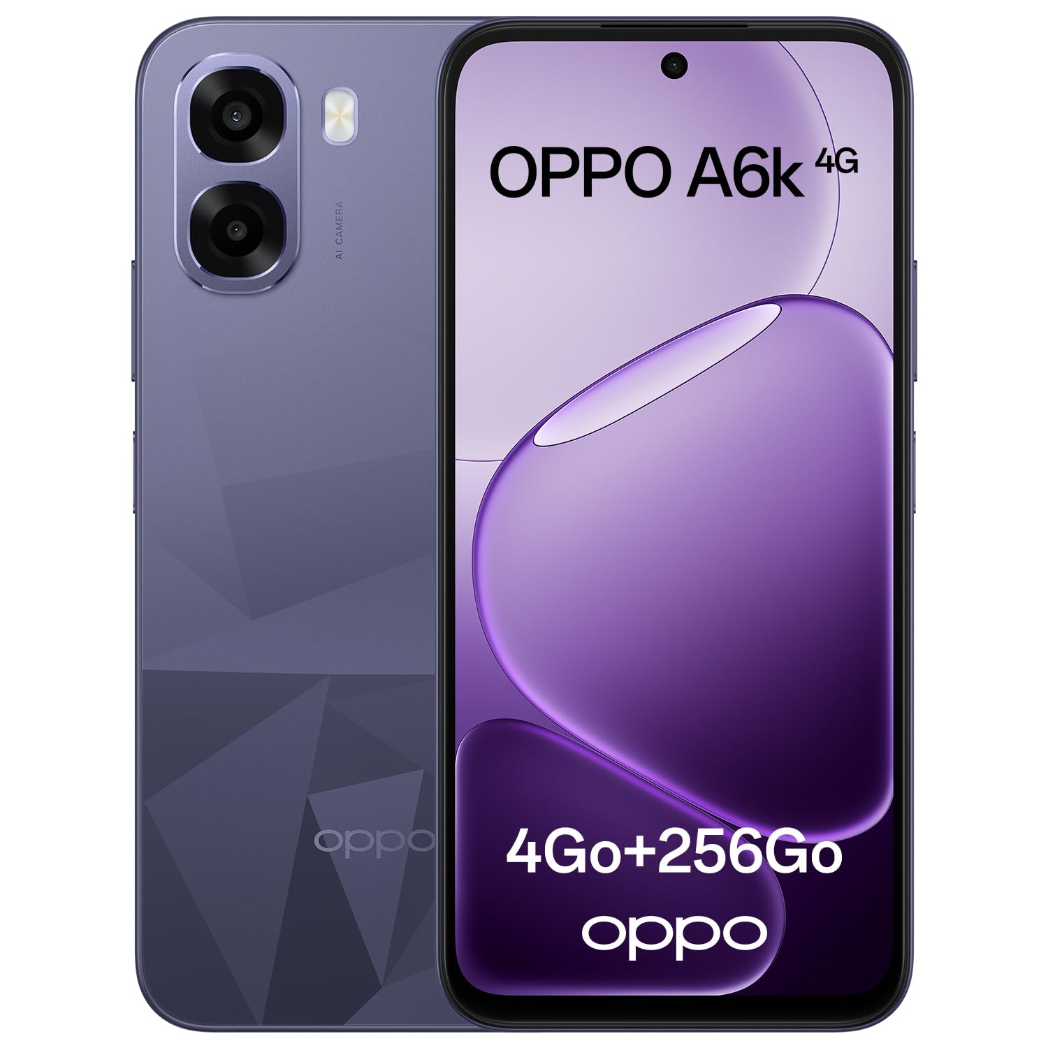 OPPO A6k 4G Android Unlocked Smartphone, 4+256Go, 6,75" 120Hz Ultra Bright Display, 50MP Ultra-Clear Camera, 6100mAh Batterie, 48-Mois Fluency, Snapdragon 685, IP64 Water Resistant, Crystal Black