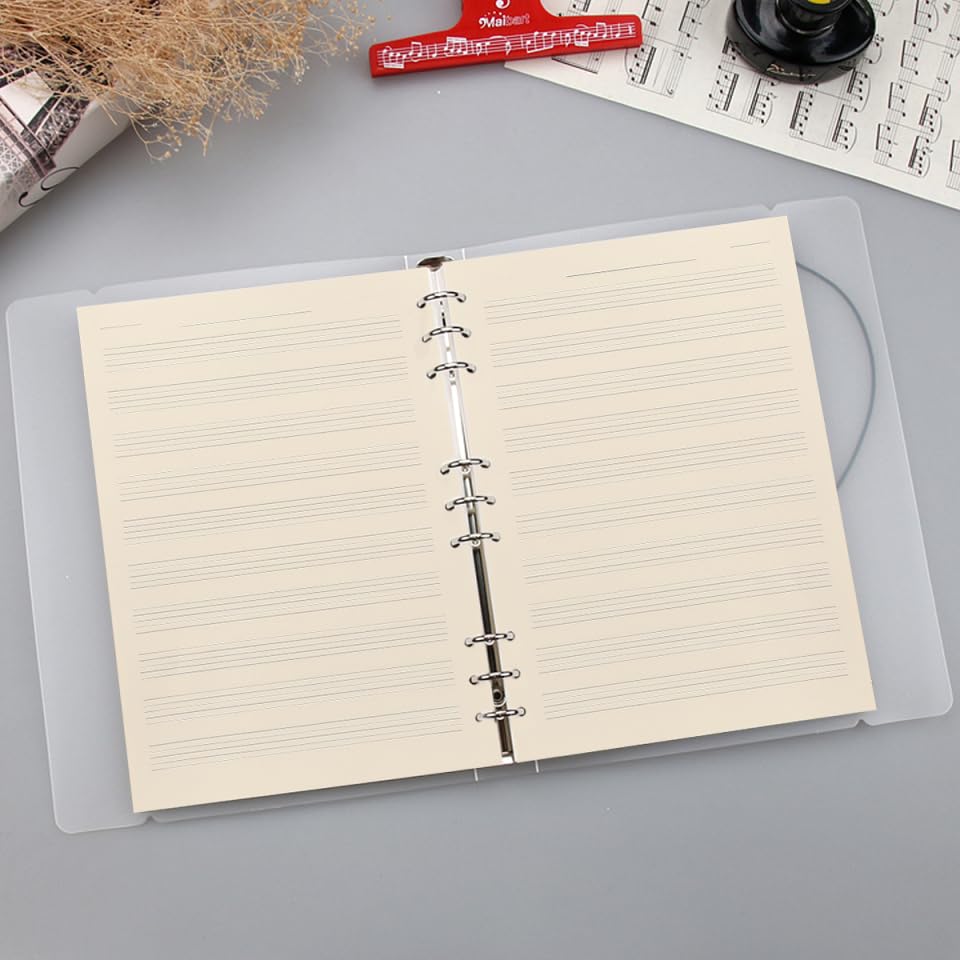 Operitacx Recambio De Papel Manuscrito Musical De 100 Hojas Con 10 Líneas De Pentagrama En Blanco Para Cuadernos De Música Uso Estudiantil Y Profesional