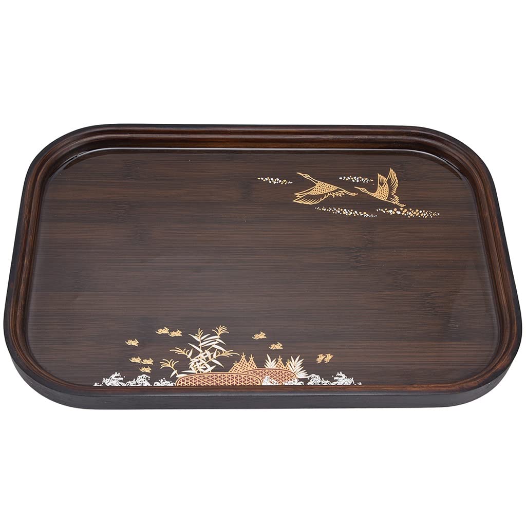Bandeja para Servir té, Estilo Kungfu clásico, portátil, con Ranuras, Ideal para el hogar y la Oficina (marrón, 30 x 30 x 2,5 cm)