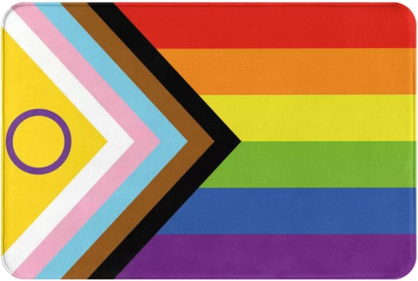 New Intersex Inclusive Progress Pride Flag Door Mat Home Rug Floor Mats Entrance Welcome Doormat Decor for Indoor Outdoor Gift for Women Men 16x24