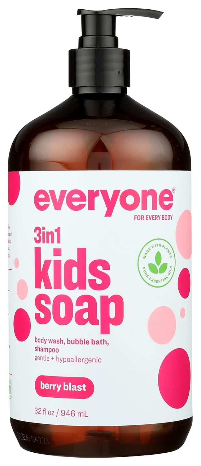 Everyone 3-In-1 Berry Blast Scent Gentle And Hypoallergenic Kids Soap, Gluten Free, 32 Fluid Ounce (Pack Of 1)