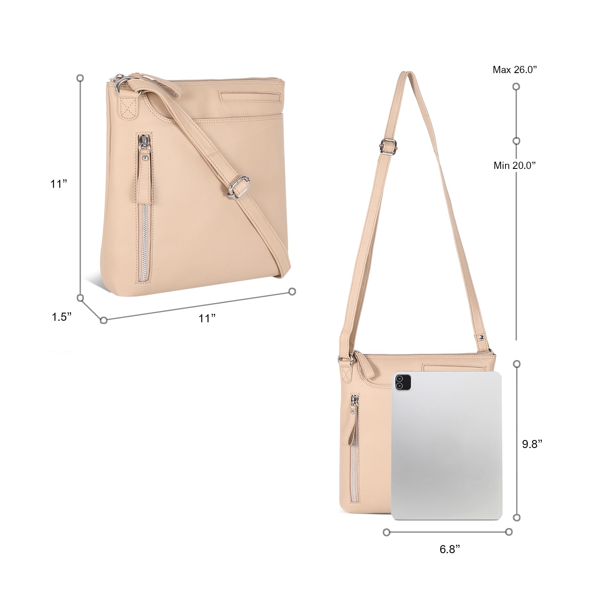 Leather Crossbody Bags for Women - Ladies Sling Handbags - Medium Cross body Purses Handbags - Purses For Women: Nappa Beige