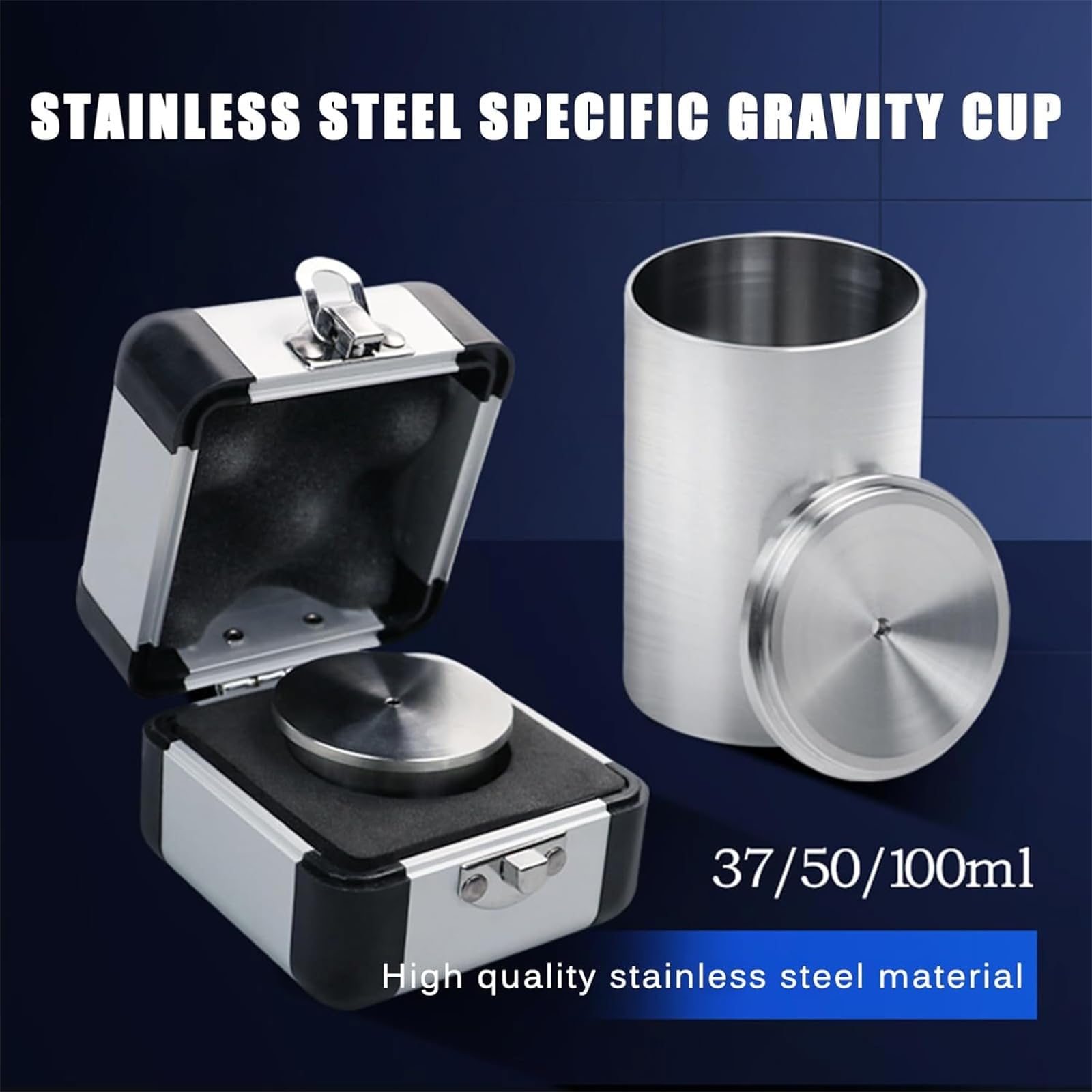 Pycnomètre Inox, Coupe de Densité avec Couvercle de Trop-Plein | Erreur Inférieure à 1 mg, Large Ouverture et Nettoyage Facile pour Peintures, Vernis, Revêtements, Huiles Laboratoires(37mm)