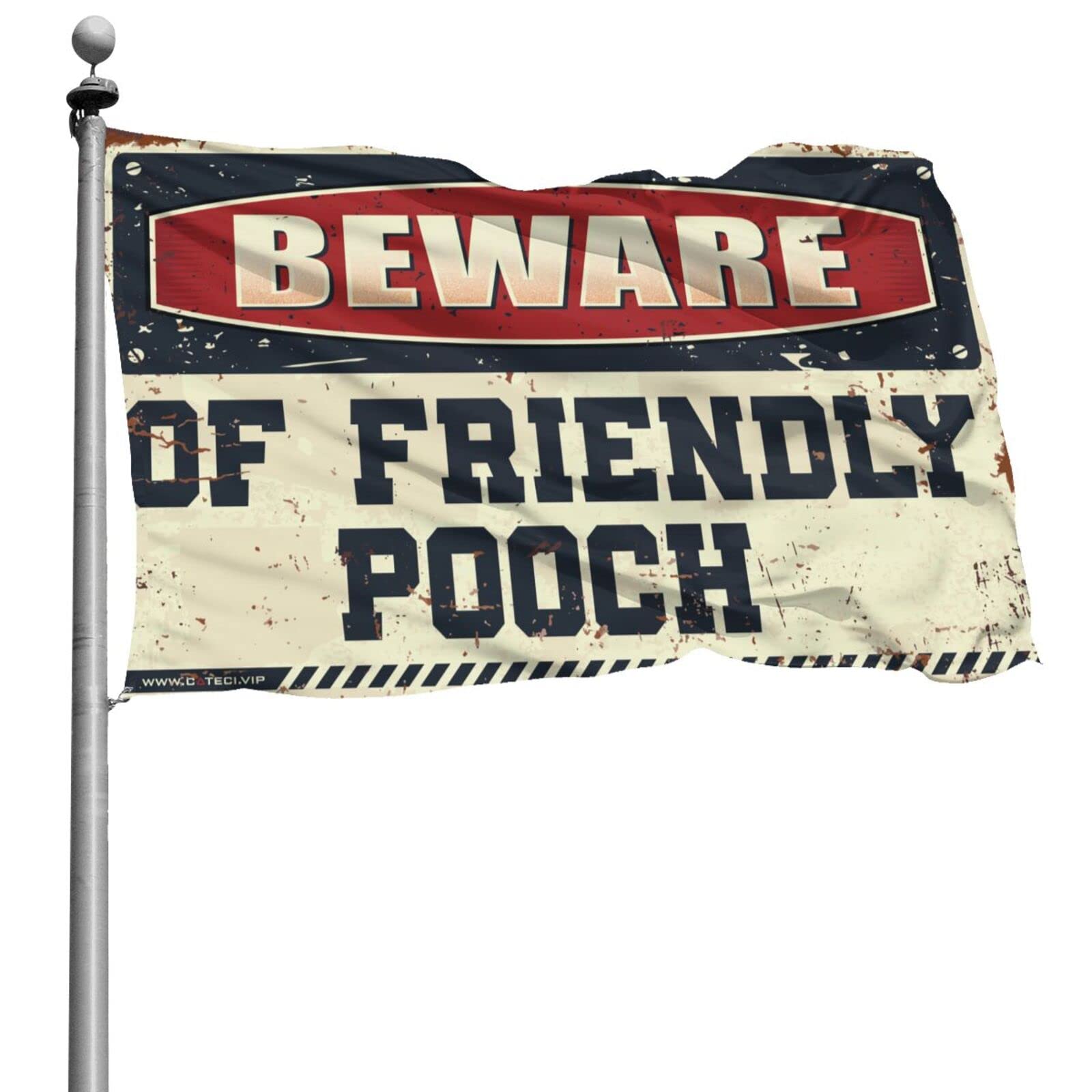 Drapeau de chambre humoristique Beware of Friendly Pooch 152x244cm pour salon étudiant sympa