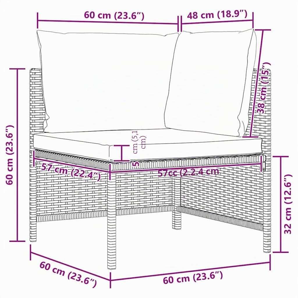 vidaXL Canapé de Jardin à 3 Places avec Coussins Noir Résine tressée