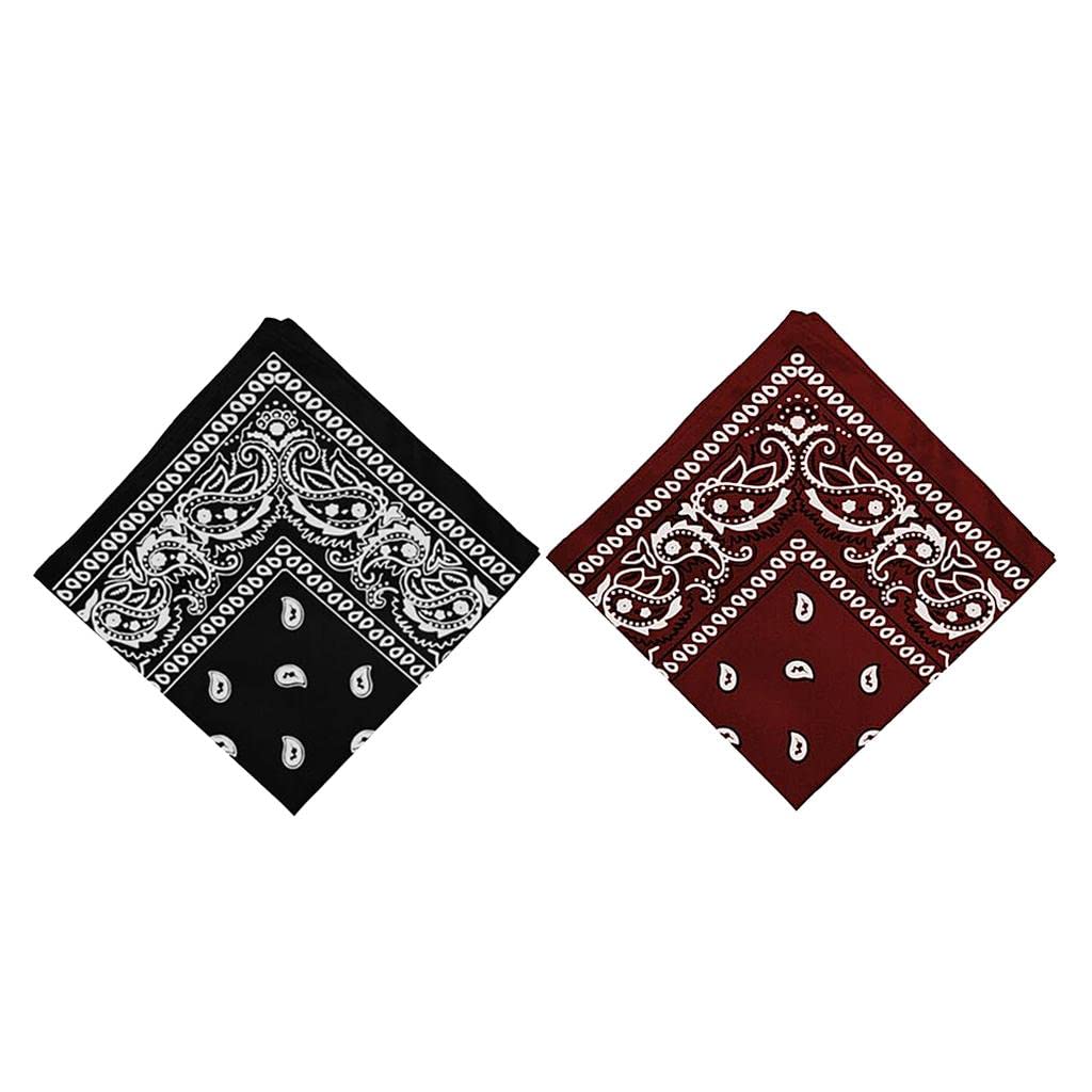 ™ Unisex Cotton Paisley Bandana Cowboy Head Scarf Head Wrap Black & Red | Scarves & Wraps | Womens Accessories-image-47
