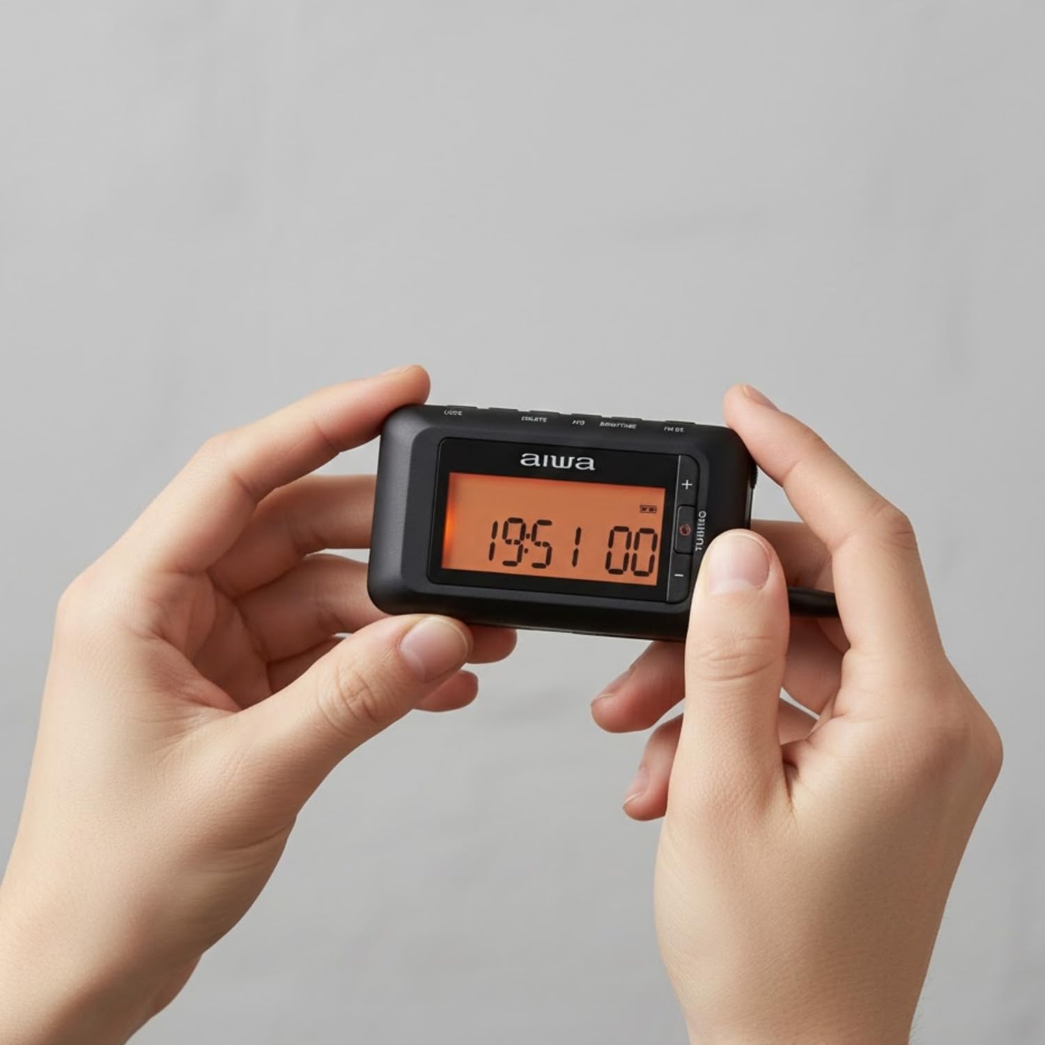 AIWA RD-10 Radio de Bolsillo Digital Am/FM Estéreo con RDS, Pantalla LED, Sleep Timer y Auriculares Incluidos