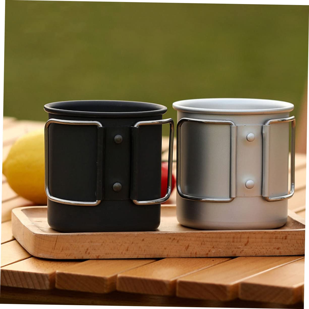 Toddmomy 4 Pièces Tasse à Eau Pliante Extérieure Tasses De Café Tasse De Pique-Nique Rustique Tasse De Camping Gobelet en Métal Tasses à Cocktails Acier Inoxydable Verre De Jus Pliable