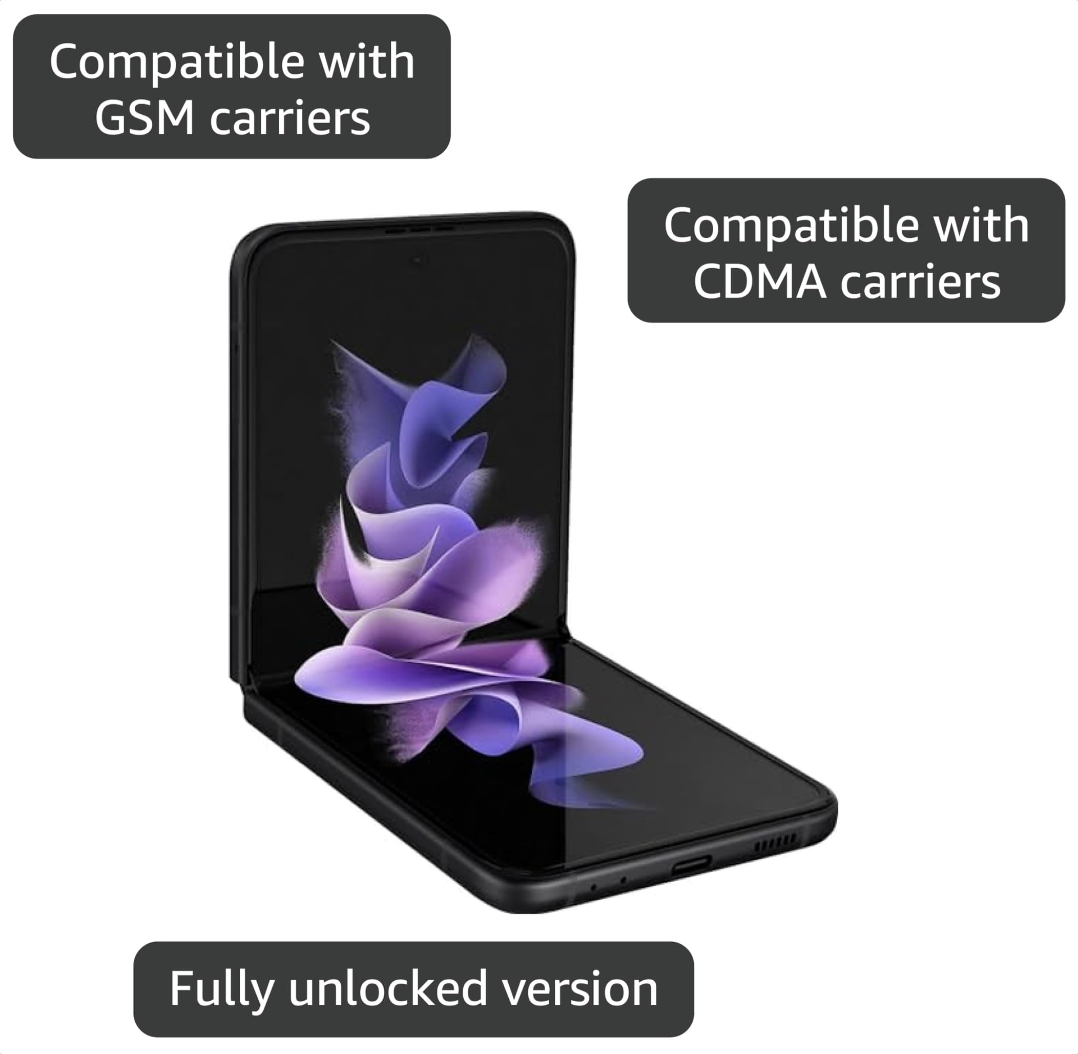 Amazon.com: Samsung Galaxy Z Flip 3 5G, US Version, 128GB, Phantom