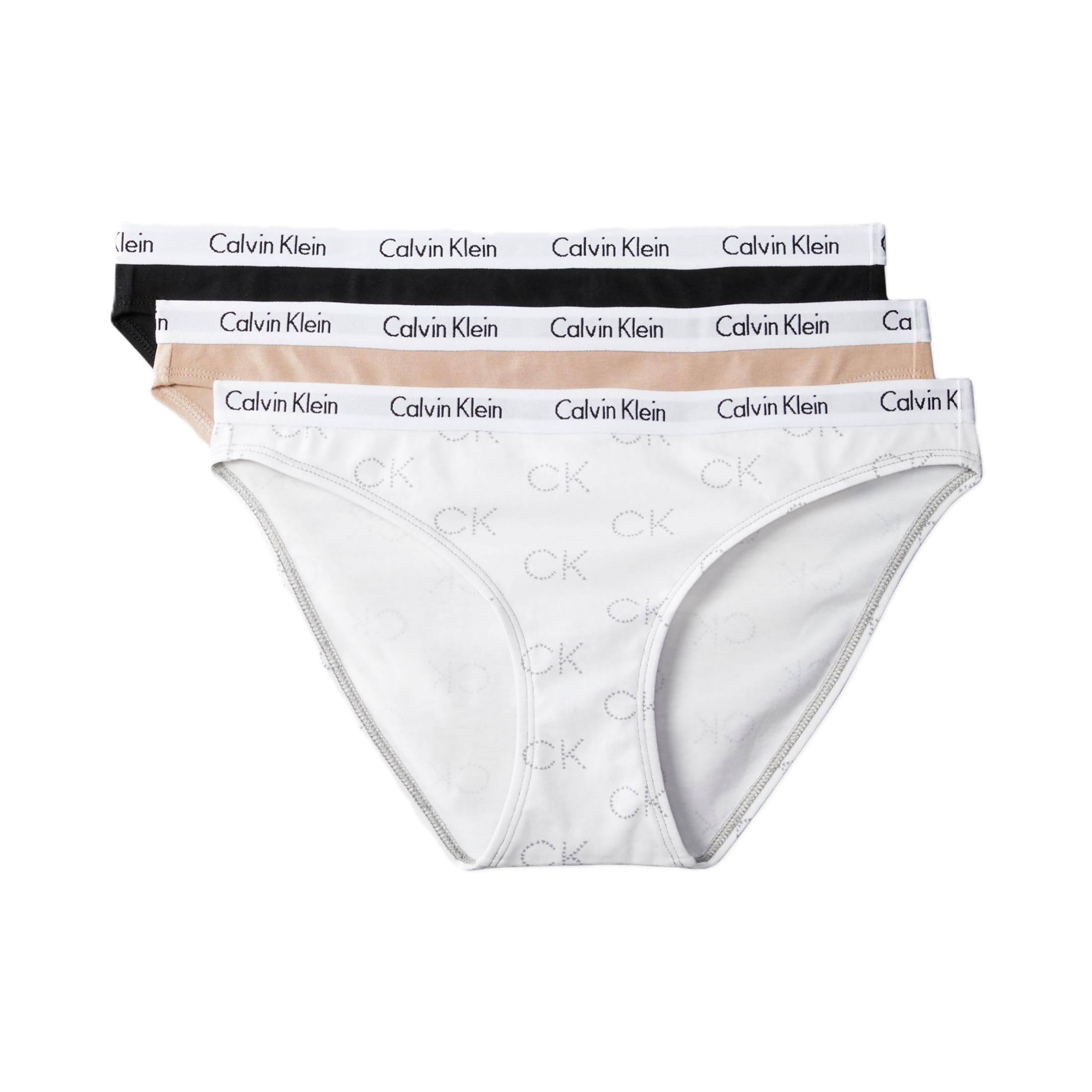 Calvin Klein Women's Carousel Logo Cotton Stretch Bikini Panties, 3 Pack Size XL