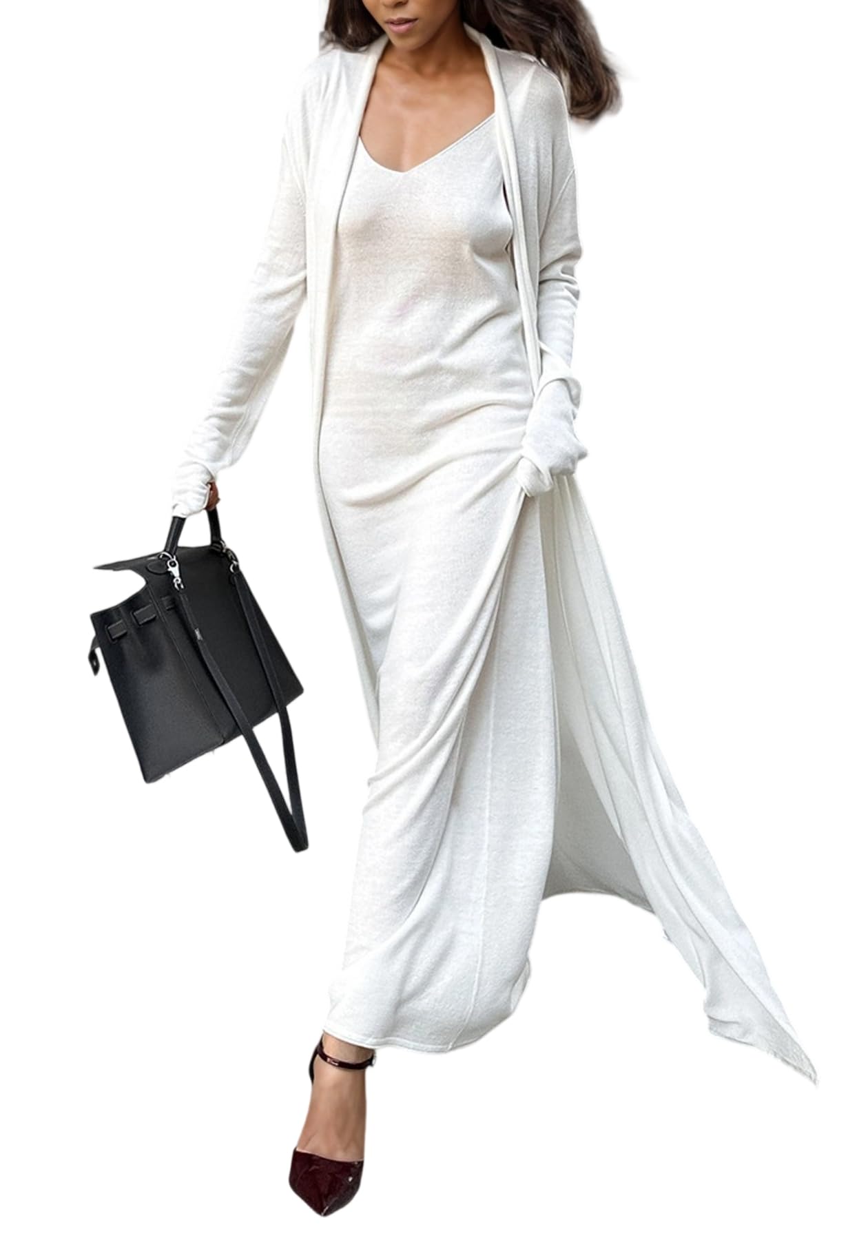 Womens 2 Piece Sweater Set Knit Bodycon Maxi Dress Open Front Duster Long Cardigan Sets Cozy Lounge Outfits