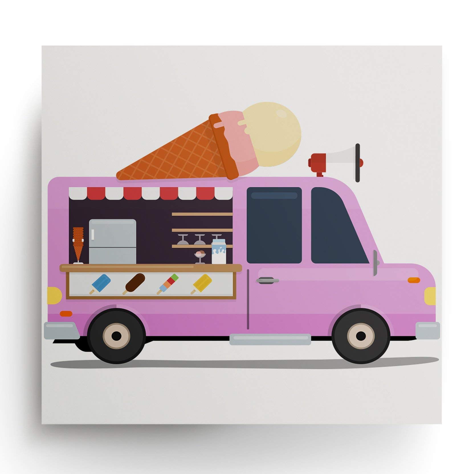 Helado niños Cartel de Arte impresión decoración Lindo Pared imprimible Vintage vivero Icecream Cocina camión de Alimentos Imprime Ilustraciones bebé Carteles