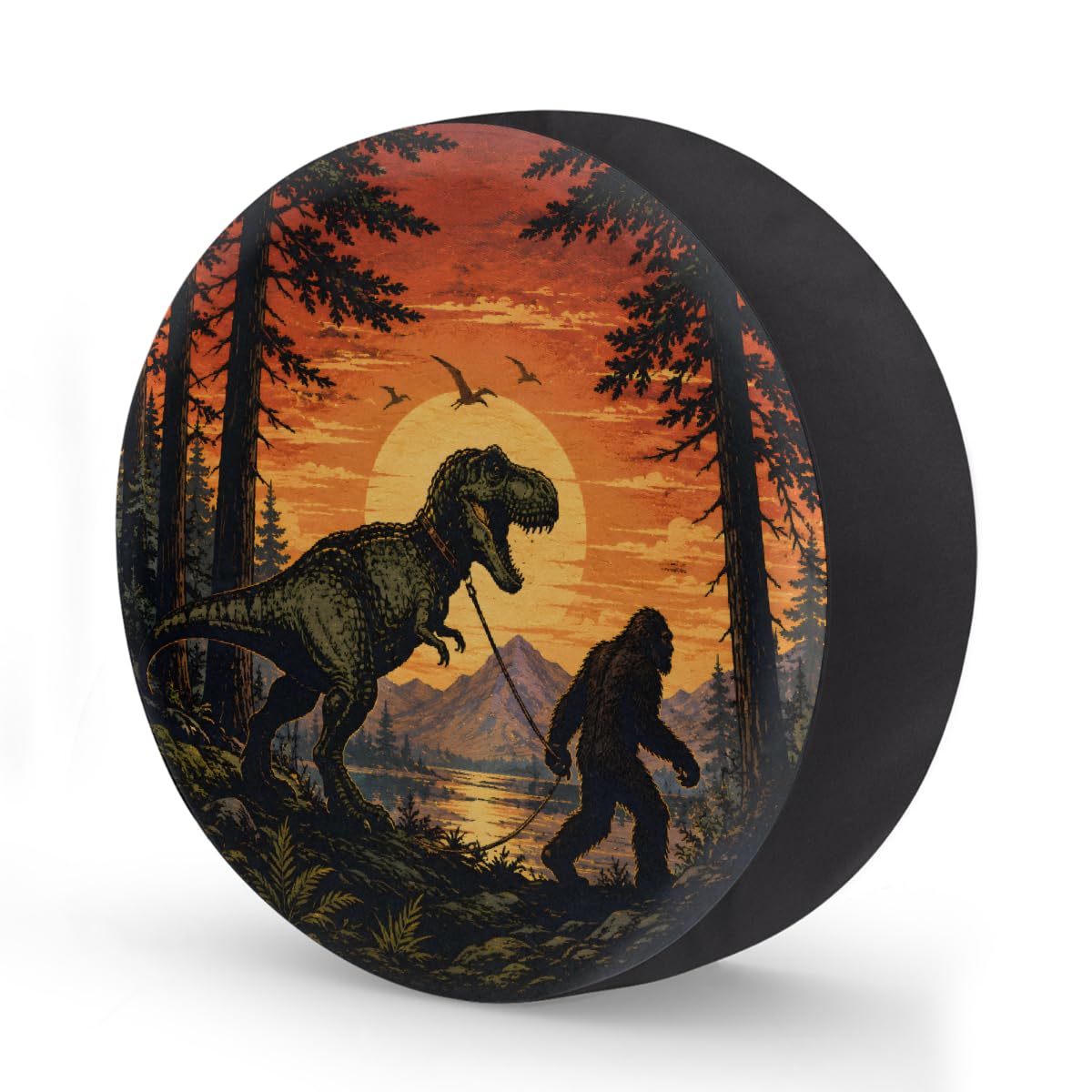 Bigfoot Dinosaur Spare Tire Cover Wheel Covers Protectors Waterproof Dust-Proof Universal Fit Trailer, RV, SUV and Many Vehicle 17 Inch,C-02