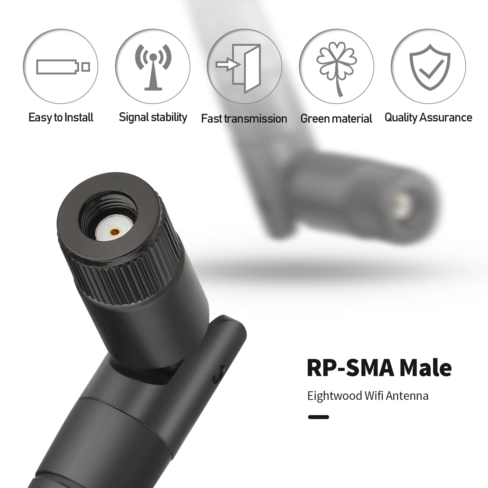 Eightwood Antenna WiFi 2.4G/5.8G RP-SMA Antenna 12dBi Tilt-And-Roll WLAN Antenna con Base Magnetica per Scheda WiFi Schede PCI WiFi Router wirelesse Bluetooth ZigBee