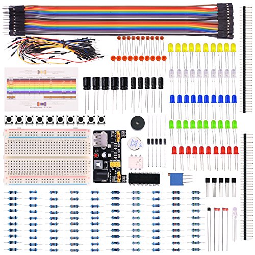 Kuman Electronic Fans Bundle Learning Kit voor Arduino Raspberry pi met Breadboard Cable Resistor, Capacitor, LED, potentiometer (236 Items) K66