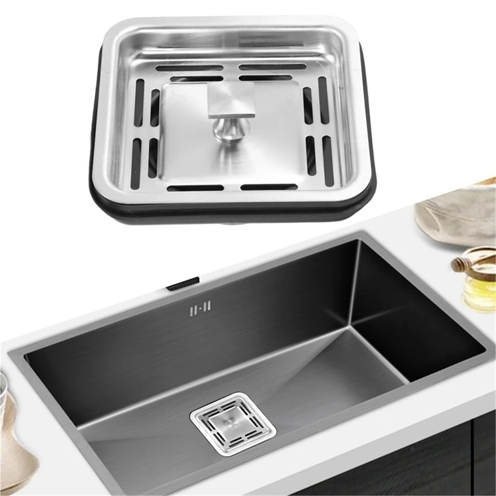 Kitchen Sink Drain Stopper Strainer Stainless Stee Stainless Steel Square Sink Strainer Plug Kitchen Sink Drain Mesh Stopper Basket Strainer Waste Plug